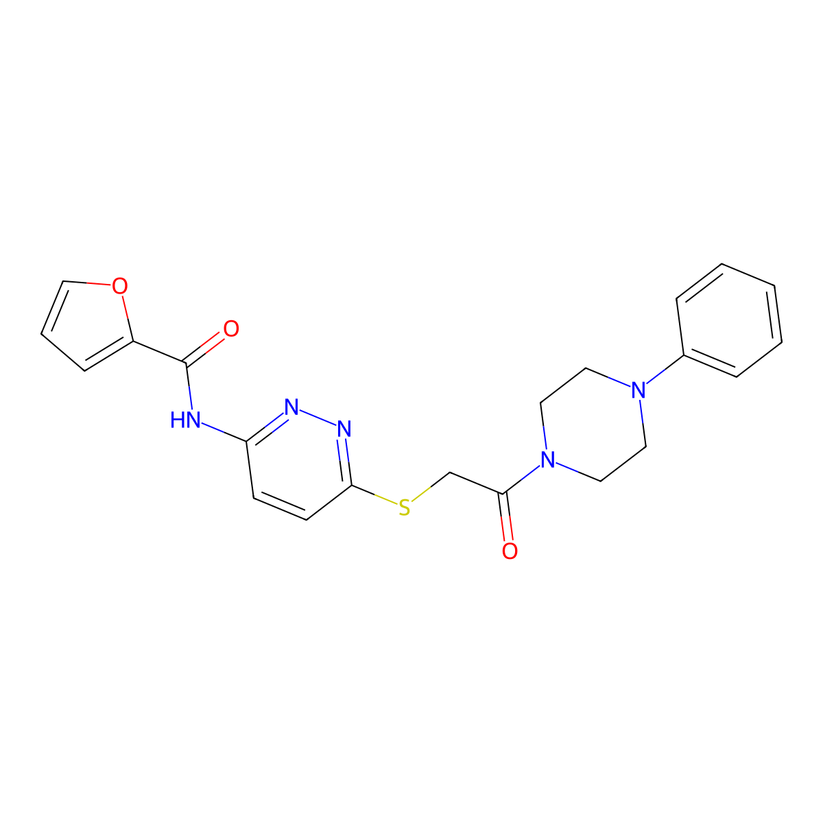 N-(6-((2-oxo-2-(4-phenylpiperazin-1-yl)ethyl)thio)pyridazin-3-yl)furan-2-carboxamide molecular structure, CAS 1021026-38-9