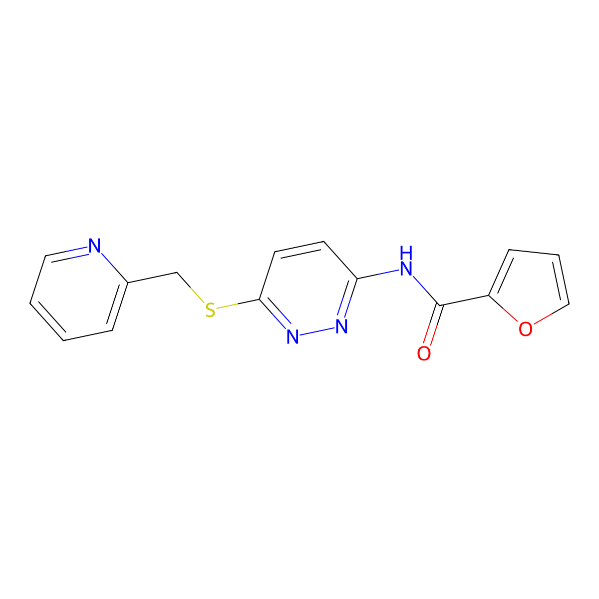 N-(6-((pyridin-2-ylmethyl)thio)pyridazin-3-yl)furan-2-carboxamide molecular structure, CAS 1021026-46-9