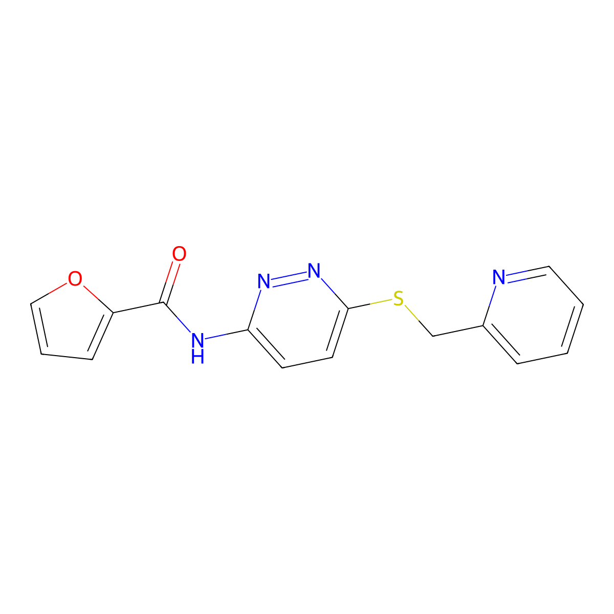 N-(6-((pyridin-2-ylmethyl)thio)pyridazin-3-yl)furan-2-carboxamide molecular structure, CAS 1021026-46-9