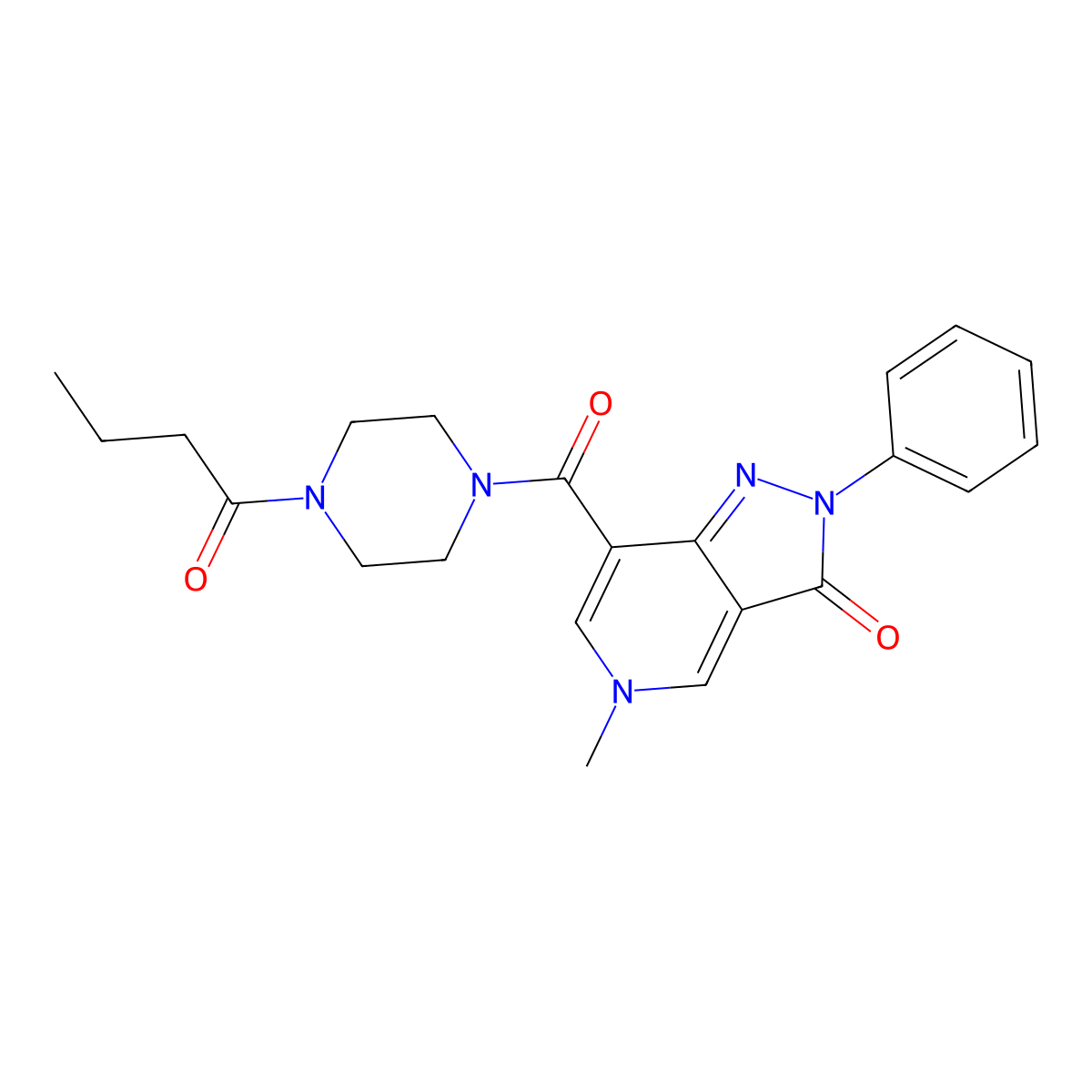 7-(4-butyrylpiperazine-1-carbonyl)-5-methyl-2-phenyl-2H-pyrazolo[4,3-c]pyridin-3(5H)-one molecular structure, CAS 1021026-47-0