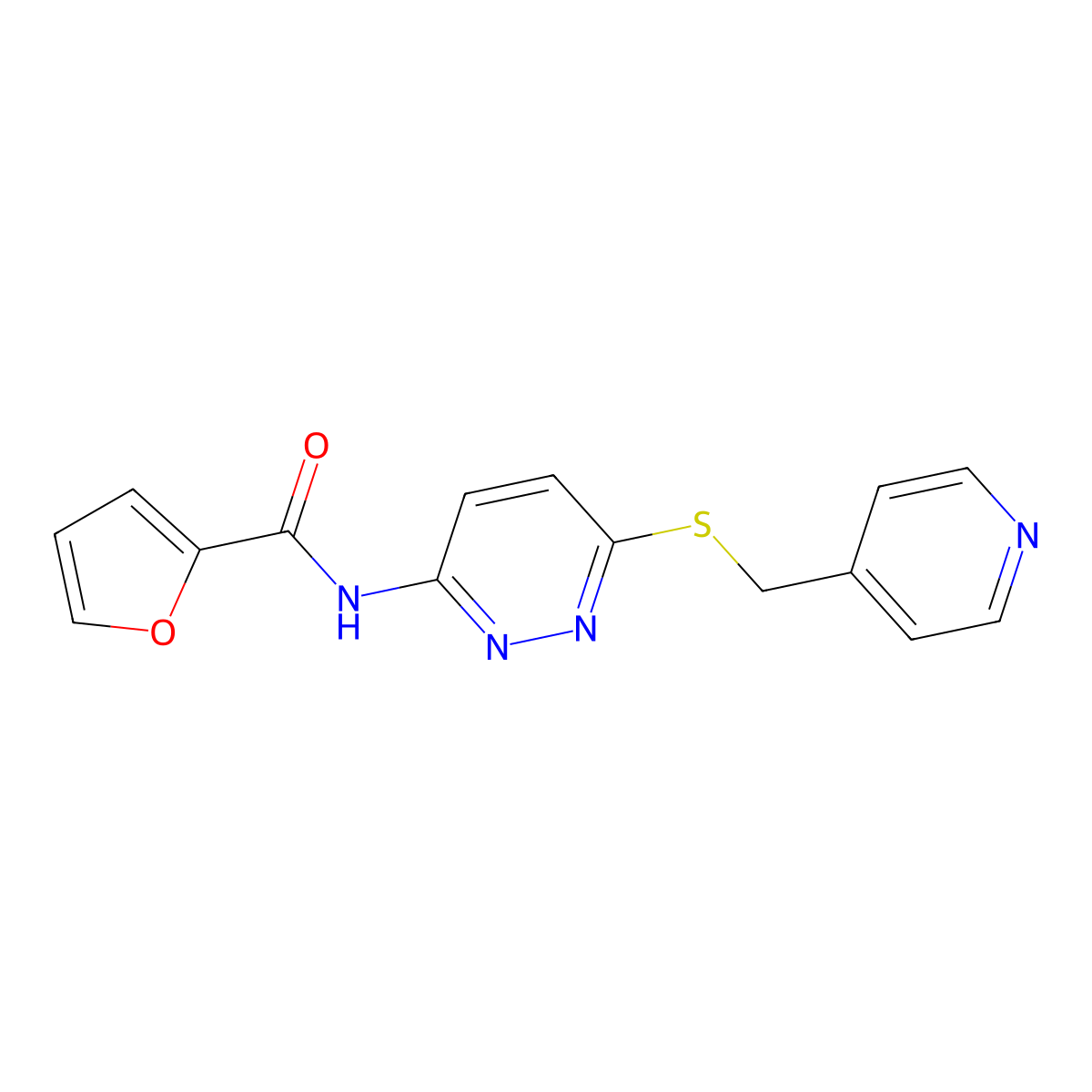 N-(6-((pyridin-4-ylmethyl)thio)pyridazin-3-yl)furan-2-carboxamide molecular structure, CAS 1021026-55-0