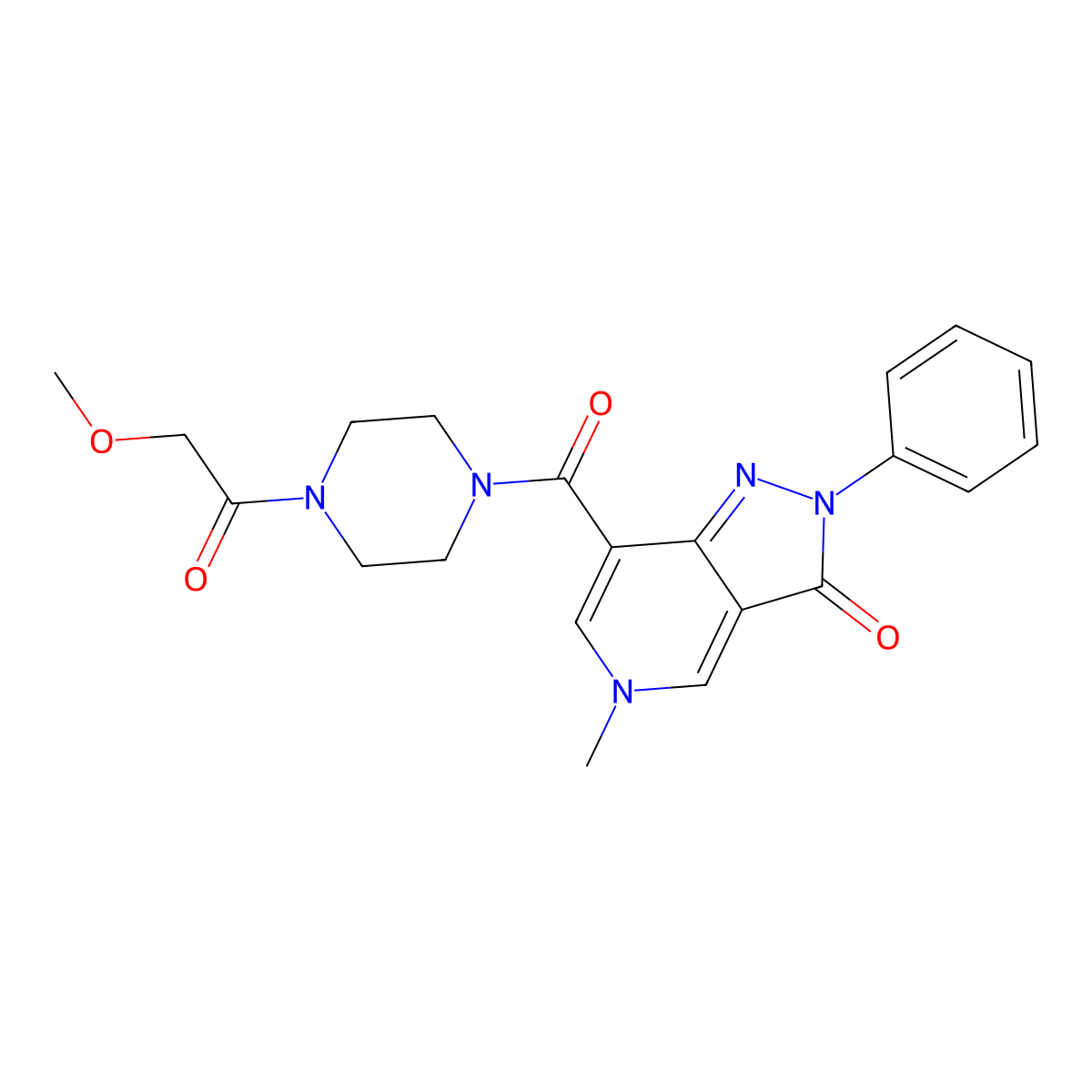 7-(4-(2-methoxyacetyl)piperazine-1-carbonyl)-5-methyl-2-phenyl-2H-pyrazolo[4,3-c]pyridin-3(5H)-one molecular structure, CAS 1021026-56-1