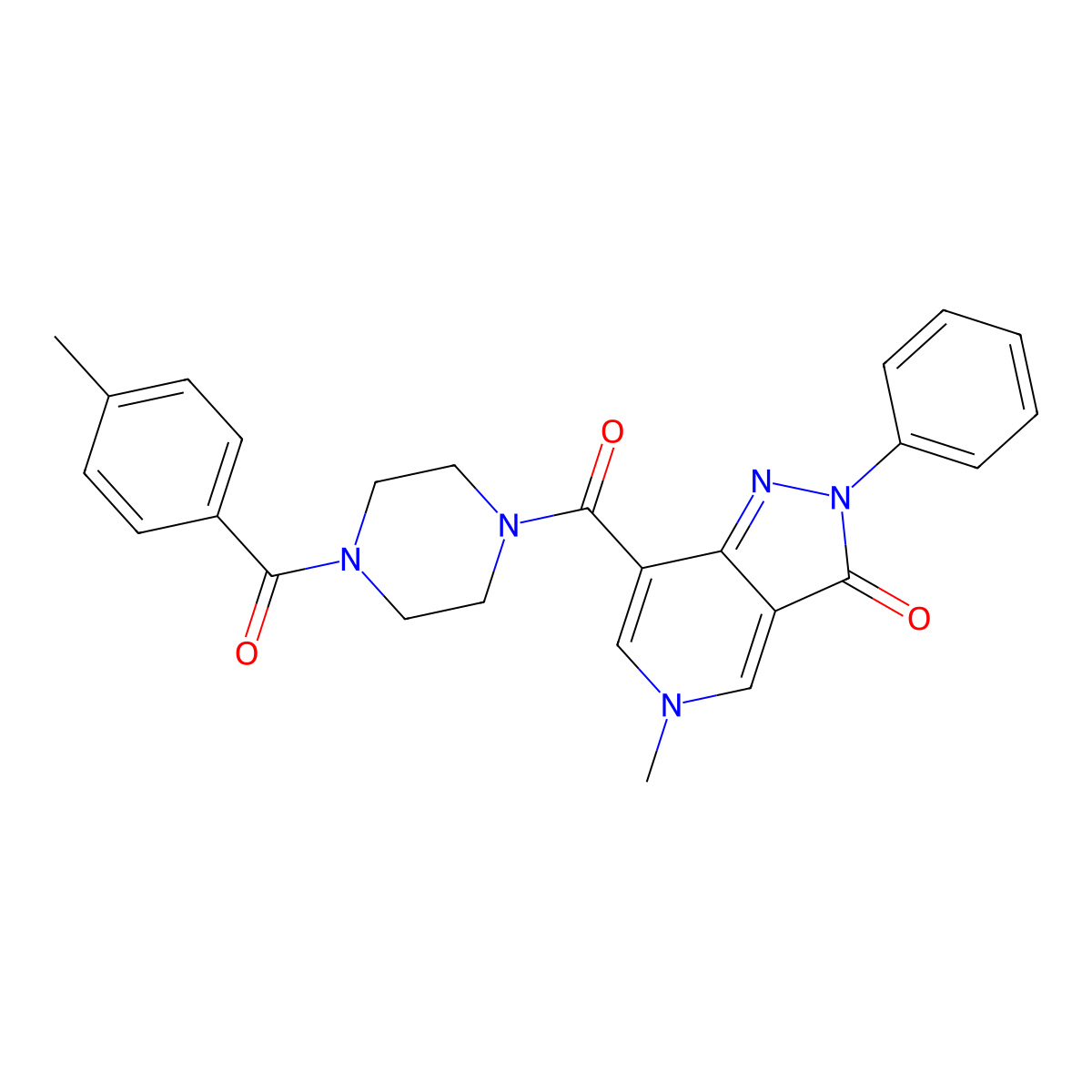 5-methyl-7-(4-(4-methylbenzoyl)piperazine-1-carbonyl)-2-phenyl-2H-pyrazolo[4,3-c]pyridin-3(5H)-one molecular structure, CAS 1021026-58-3