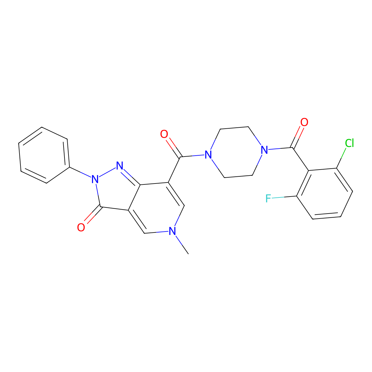 7-(4-(2-chloro-6-fluorobenzoyl)piperazine-1-carbonyl)-5-methyl-2-phenyl-2H-pyrazolo[4,3-c]pyridin-3(5H)-one molecular structure, CAS 1021026-62-9