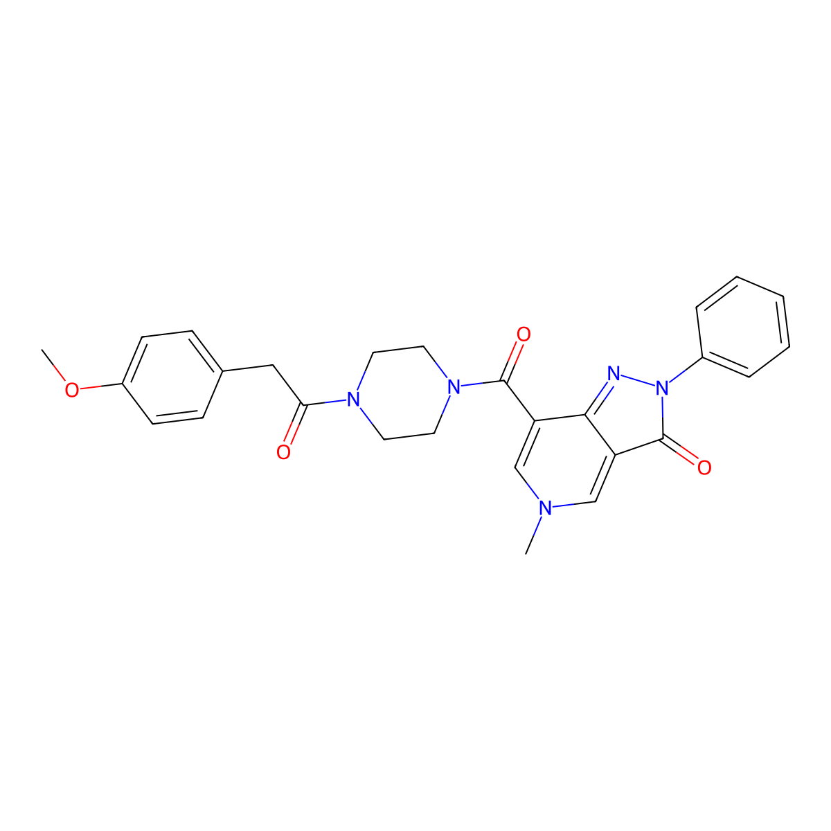 7-(4-(2-(4-methoxyphenyl)acetyl)piperazine-1-carbonyl)-5-methyl-2-phenyl-2H-pyrazolo[4,3-c]pyridin-3(5H)-one molecular structure, CAS 1021026-68-5