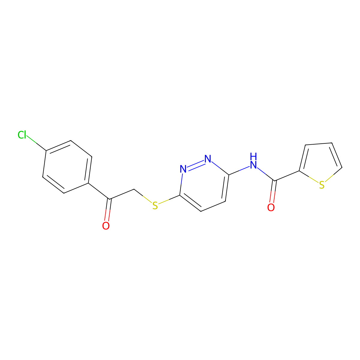 N-(6-((2-(4-chlorophenyl)-2-oxoethyl)thio)pyridazin-3-yl)thiophene-2-carboxamide molecular structure, CAS 1021026-83-4