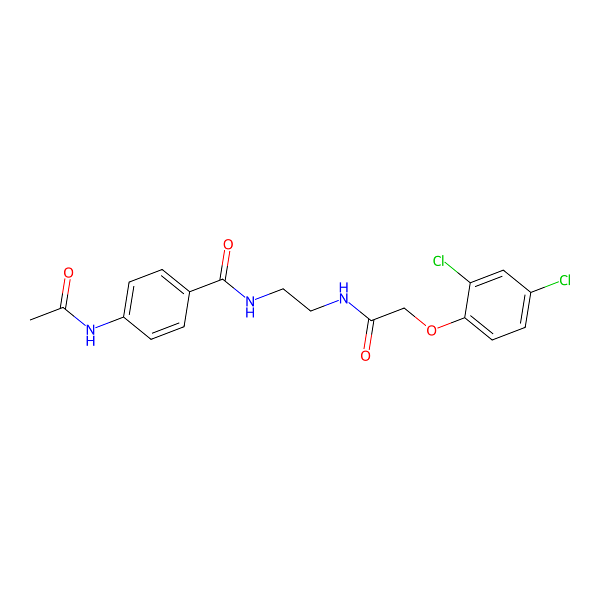 4-acetamido-N-(2-(2-(2,4-dichlorophenoxy)acetamido)ethyl)benzamide molecular structure, CAS 1021026-85-6