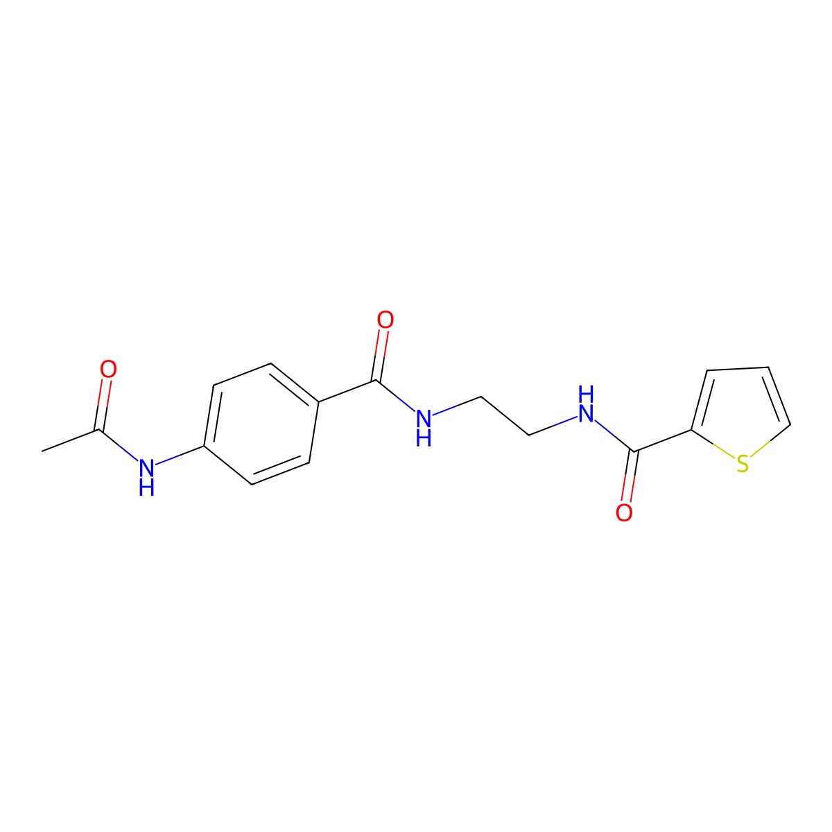 N-(2-(4-acetamidobenzamido)ethyl)thiophene-2-carboxamide molecular structure, CAS 1021026-86-7