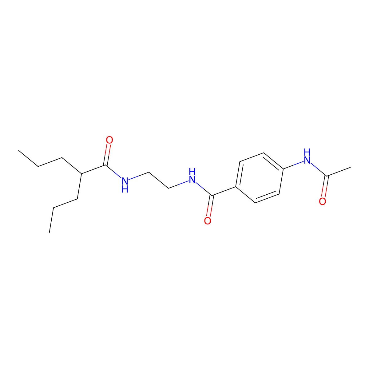 4-acetamido-N-(2-(2-propylpentanamido)ethyl)benzamide molecular structure, CAS 1021026-88-9