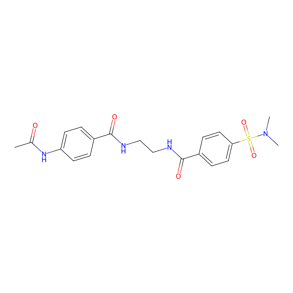 4-acetamido-N-(2-(4-(N,N-dimethylsulfamoyl)benzamido)ethyl)benzamide molecular structure, CAS 1021026-90-3