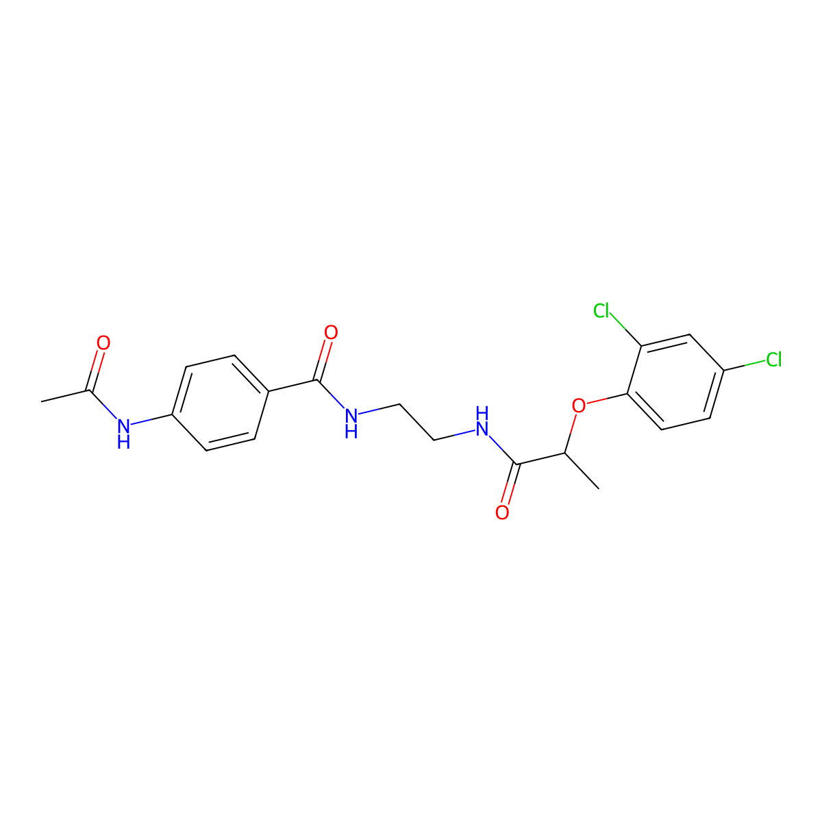 4-acetamido-N-(2-(2-(2,4-dichlorophenoxy)propanamido)ethyl)benzamide molecular structure, CAS 1021026-92-5