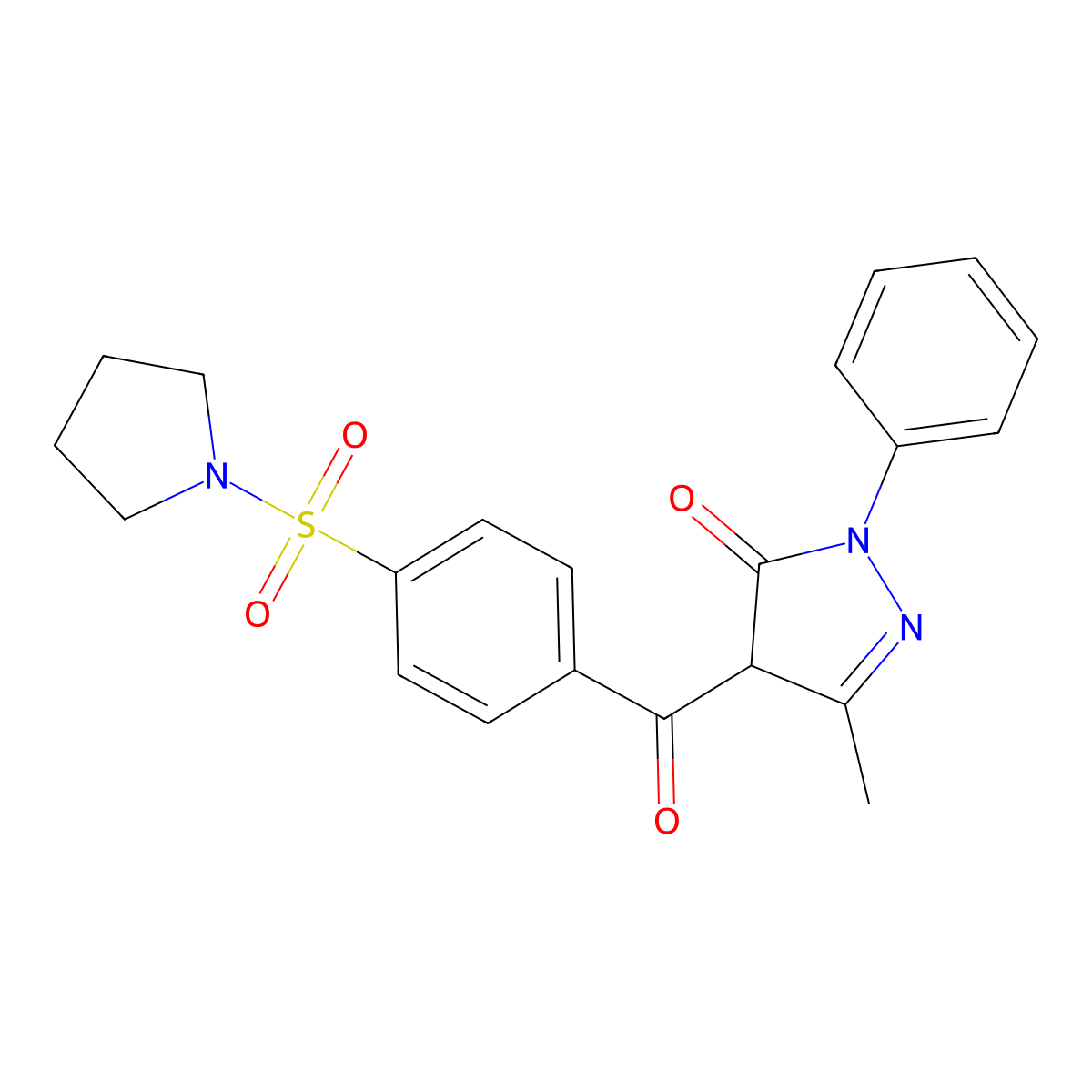 3-methyl-1-phenyl-4-(4-(pyrrolidin-1-ylsulfonyl)benzoyl)-1H-pyrazol-5(4H)-one molecular structure, CAS 1021026-96-9