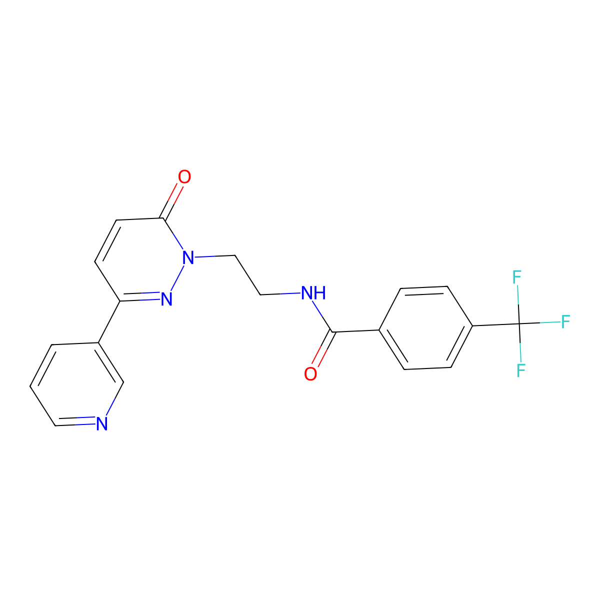 N-(2-(6-oxo-3-(pyridin-3-yl)pyridazin-1(6H)-yl)ethyl)-4-(trifluoromethyl)benzamide molecular structure, CAS 1021027-02-0