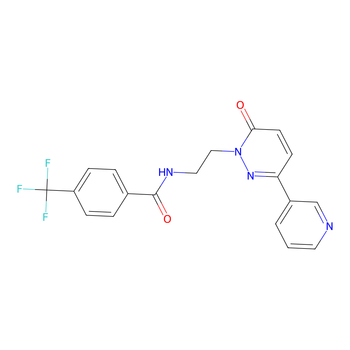 N-(2-(6-oxo-3-(pyridin-3-yl)pyridazin-1(6H)-yl)ethyl)-4-(trifluoromethyl)benzamide molecular structure, CAS 1021027-02-0