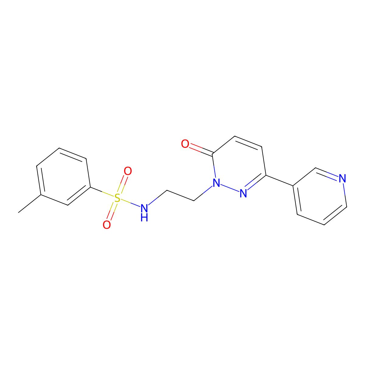 3-methyl-N-(2-(6-oxo-3-(pyridin-3-yl)pyridazin-1(6H)-yl)ethyl)benzenesulfonamide molecular structure, CAS 1021027-16-6