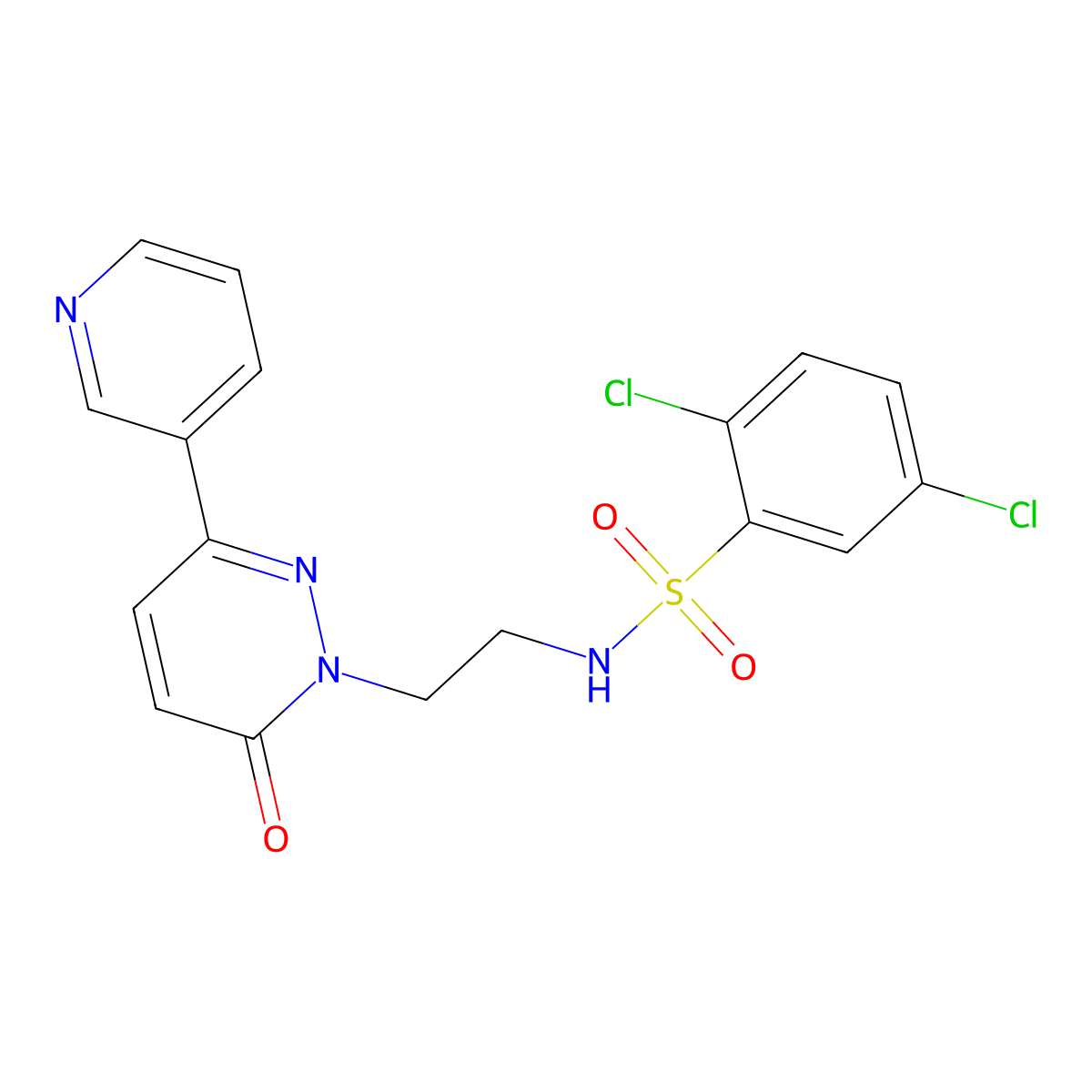 2,5-dichloro-N-(2-(6-oxo-3-(pyridin-3-yl)pyridazin-1(6H)-yl)ethyl)benzenesulfonamide molecular structure, CAS 1021027-18-8