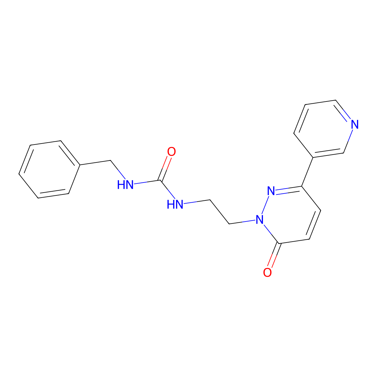 1-benzyl-3-(2-(6-oxo-3-(pyridin-3-yl)pyridazin-1(6H)-yl)ethyl)urea molecular structure, CAS 1021027-26-8