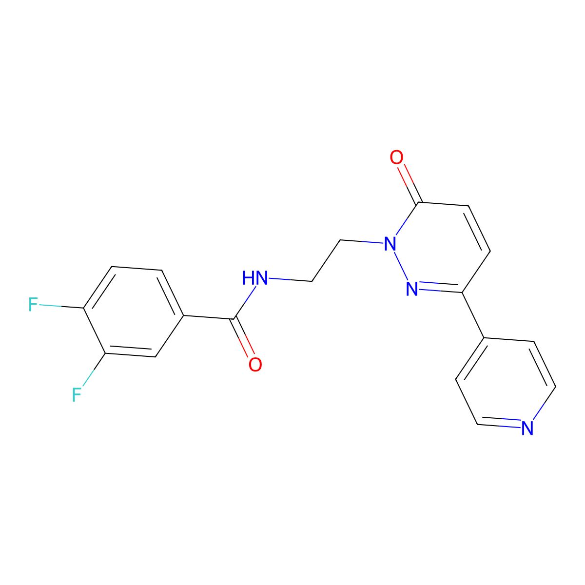 3,4-difluoro-N-(2-(6-oxo-3-(pyridin-4-yl)pyridazin-1(6H)-yl)ethyl)benzamide molecular structure, CAS 1021027-28-0