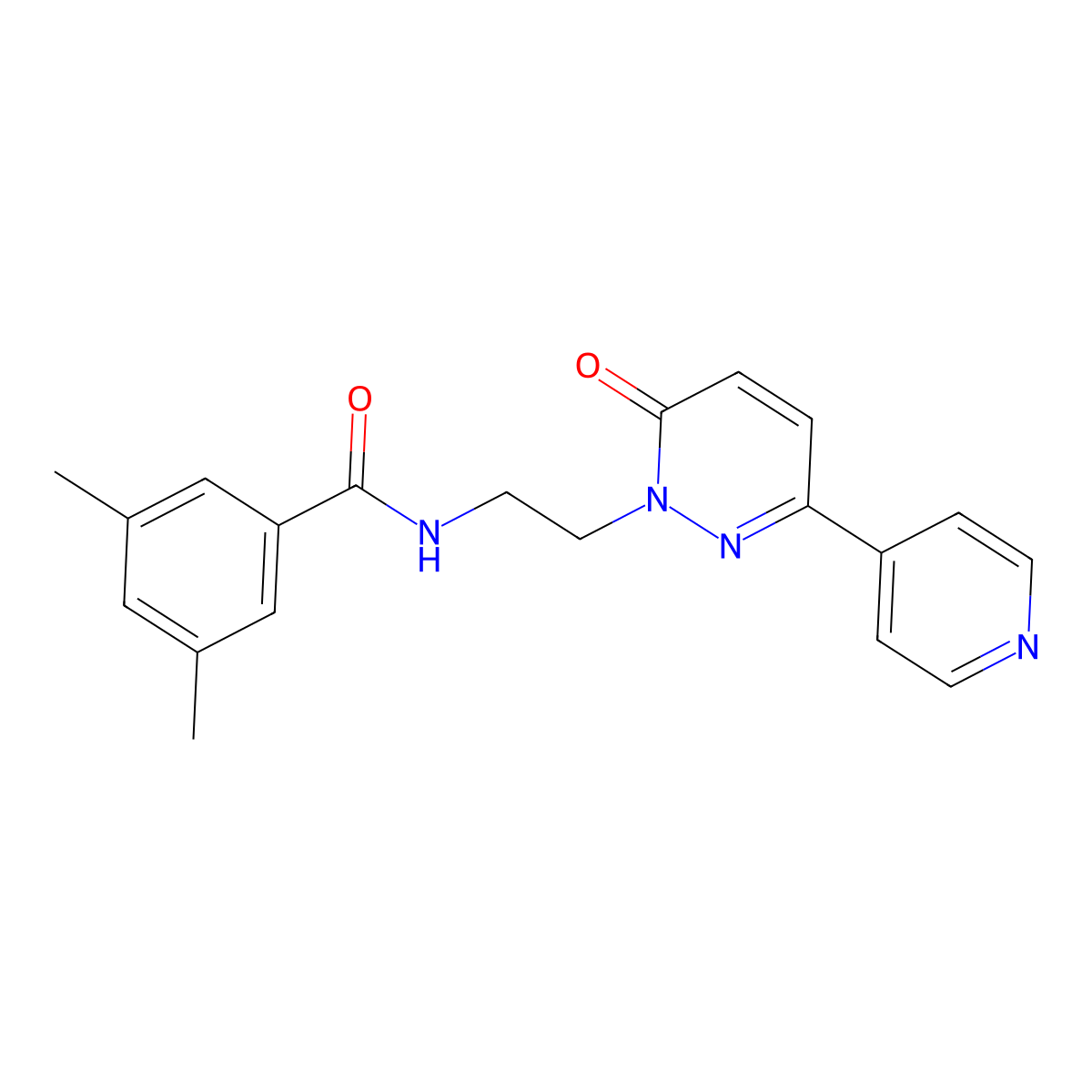 3,5-dimethyl-N-(2-(6-oxo-3-(pyridin-4-yl)pyridazin-1(6H)-yl)ethyl)benzamide molecular structure, CAS 1021027-32-6