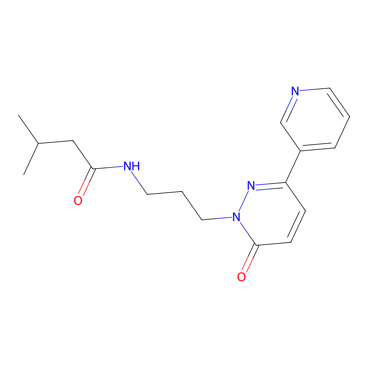 3-methyl-N-(3-(6-oxo-3-(pyridin-3-yl)pyridazin-1(6H)-yl)propyl)butanamide molecular structure, CAS 1021027-53-1