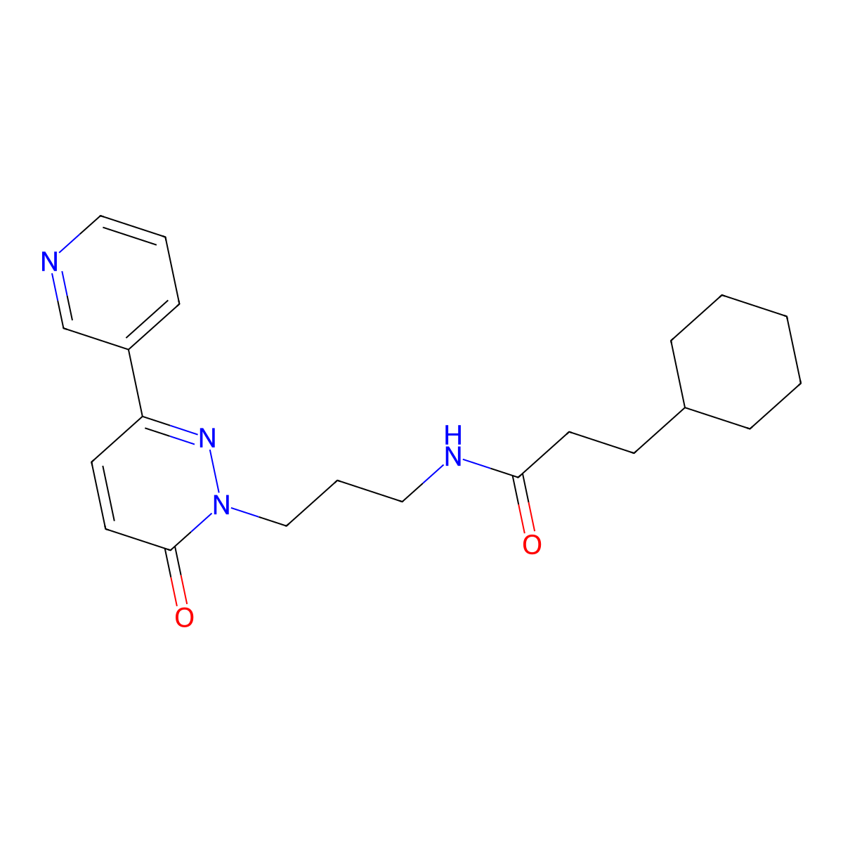 3-cyclohexyl-N-(3-(6-oxo-3-(pyridin-3-yl)pyridazin-1(6H)-yl)propyl)propanamide molecular structure, CAS 1021027-56-4