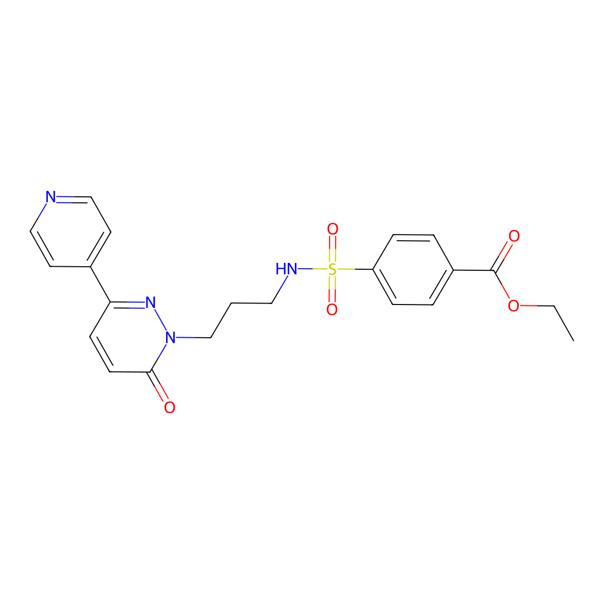 ethyl 4-(N-(3-(6-oxo-3-(pyridin-4-yl)pyridazin-1(6H)-yl)propyl)sulfamoyl)benzoate molecular structure, CAS 1021027-79-1