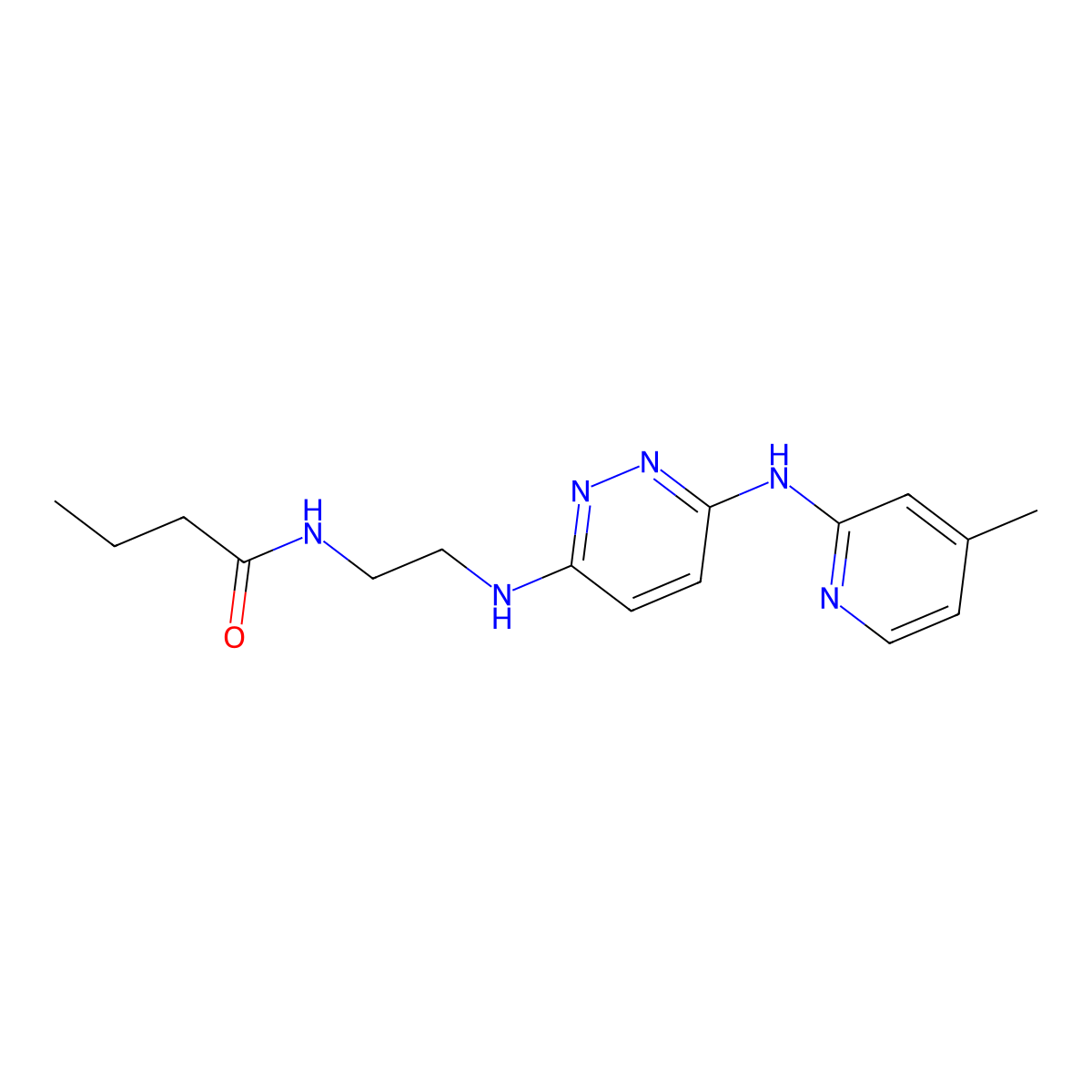 N-(2-((6-((4-methylpyridin-2-yl)amino)pyridazin-3-yl)amino)ethyl)butyramide molecular structure, CAS 1021027-82-6