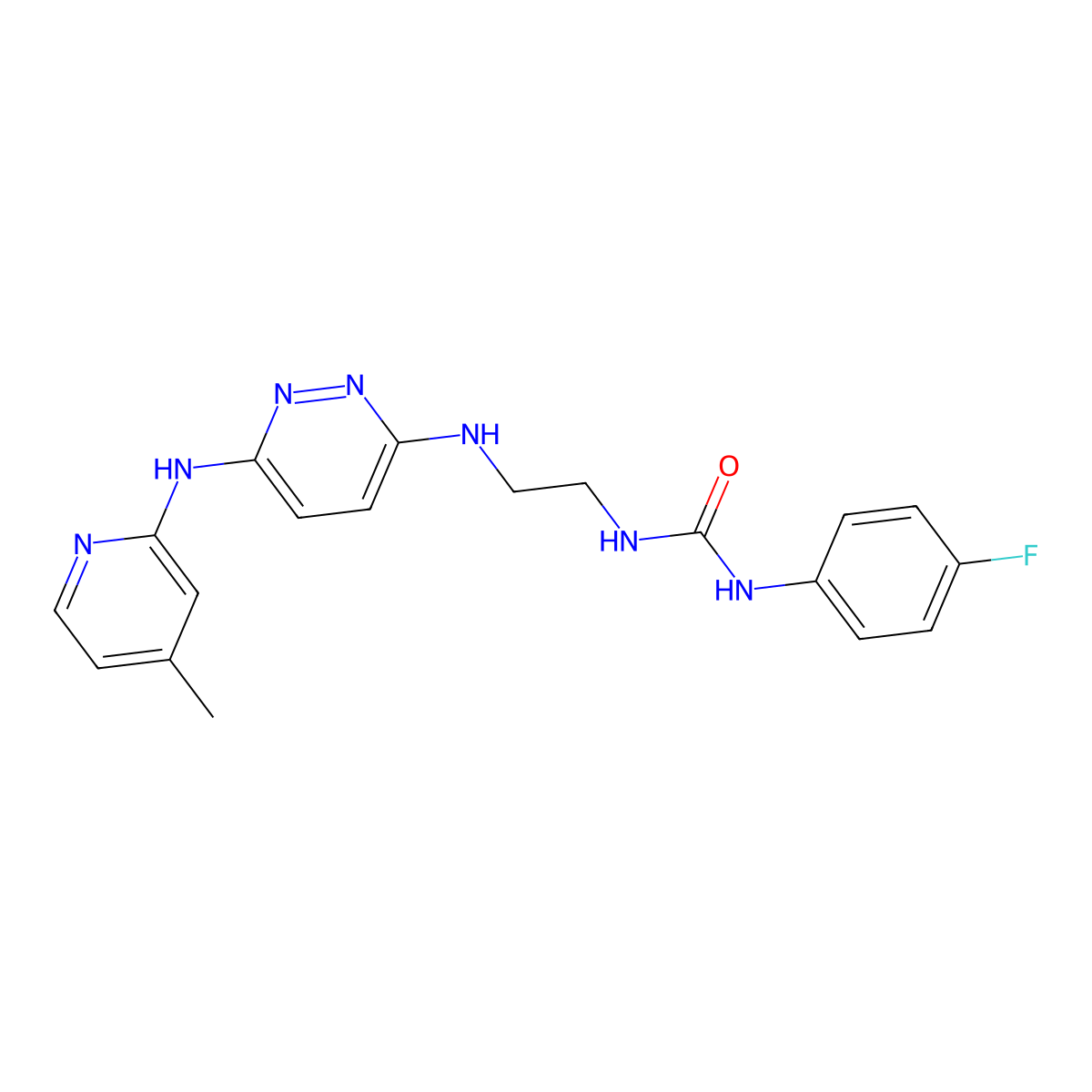 1-(4-Fluorophenyl)-3-(2-((6-((4-methylpyridin-2-yl)amino)pyridazin-3-yl)amino)ethyl)urea molecular structure, CAS 1021027-91-7