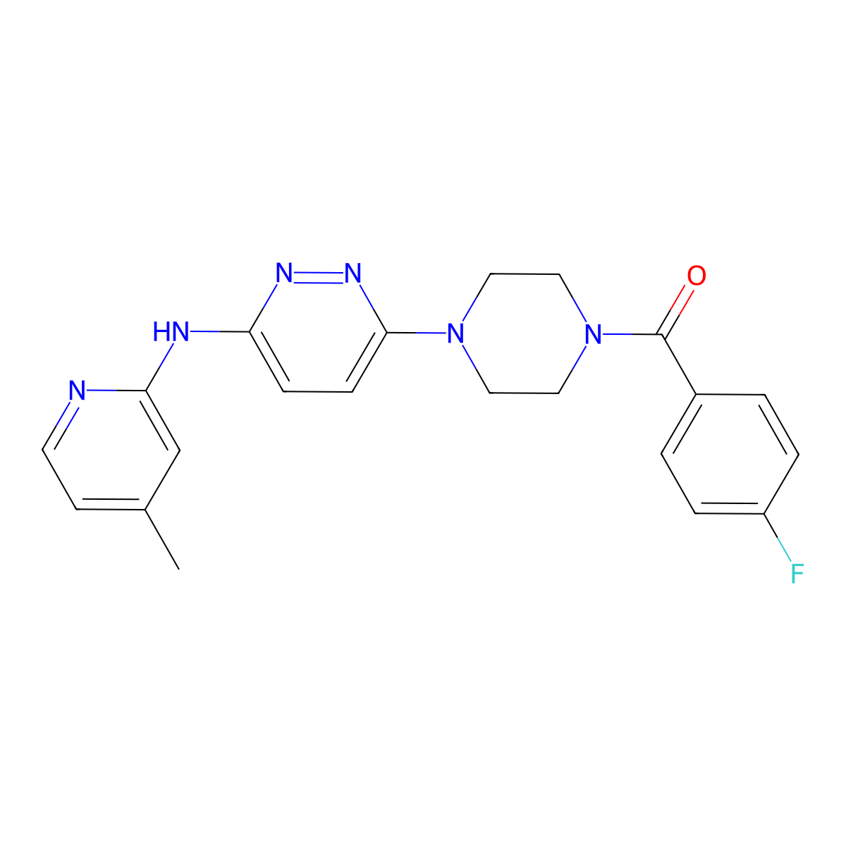 (4-Fluorophenyl)(4-(6-((4-methylpyridin-2-yl)amino)pyridazin-3-yl)piperazin-1-yl)methanone molecular structure, CAS 1021027-98-4