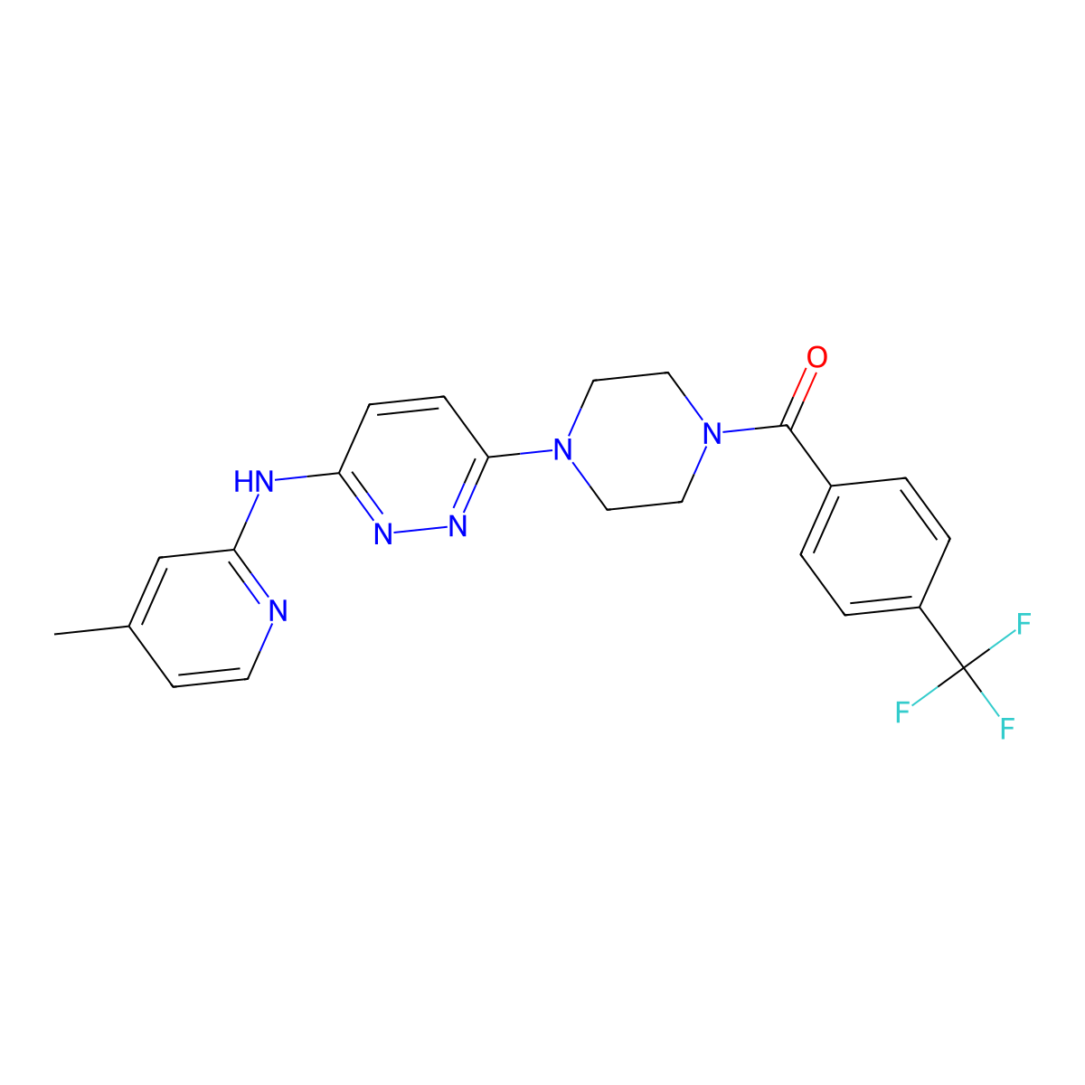 (4-(6-((4-Methylpyridin-2-yl)amino)pyridazin-3-yl)piperazin-1-yl)(4-(trifluoromethyl)phenyl)methanone molecular structure, CAS 1021028-01-2