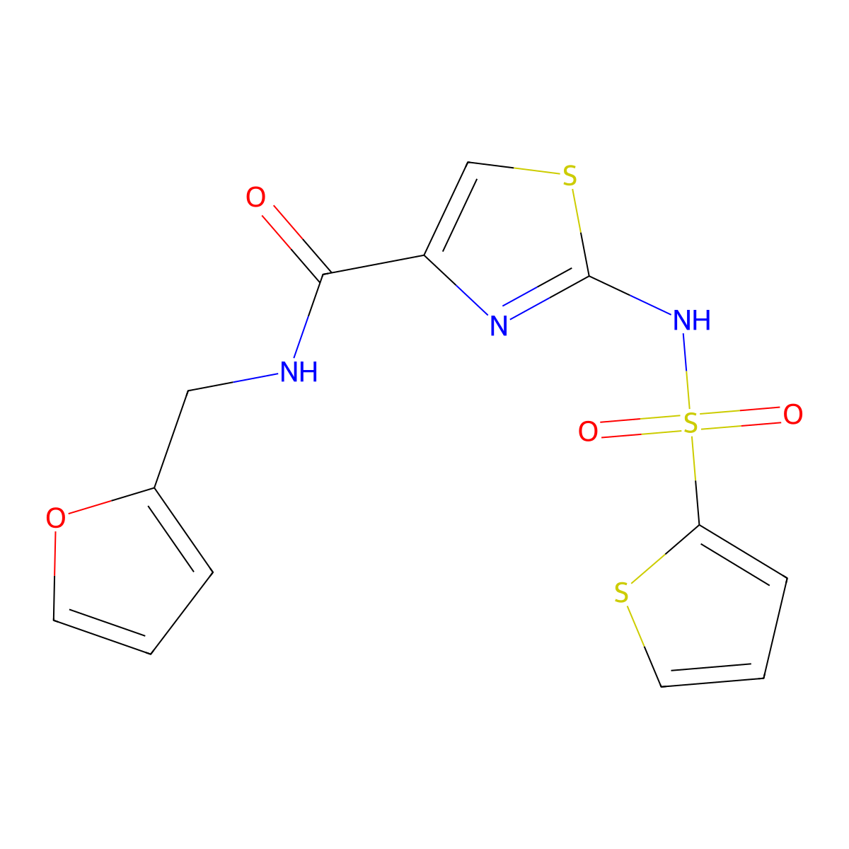 N-(furan-2-ylmethyl)-2-(thiophene-2-sulfonamido)thiazole-4-carboxamide molecular structure, CAS 1021030-27-2