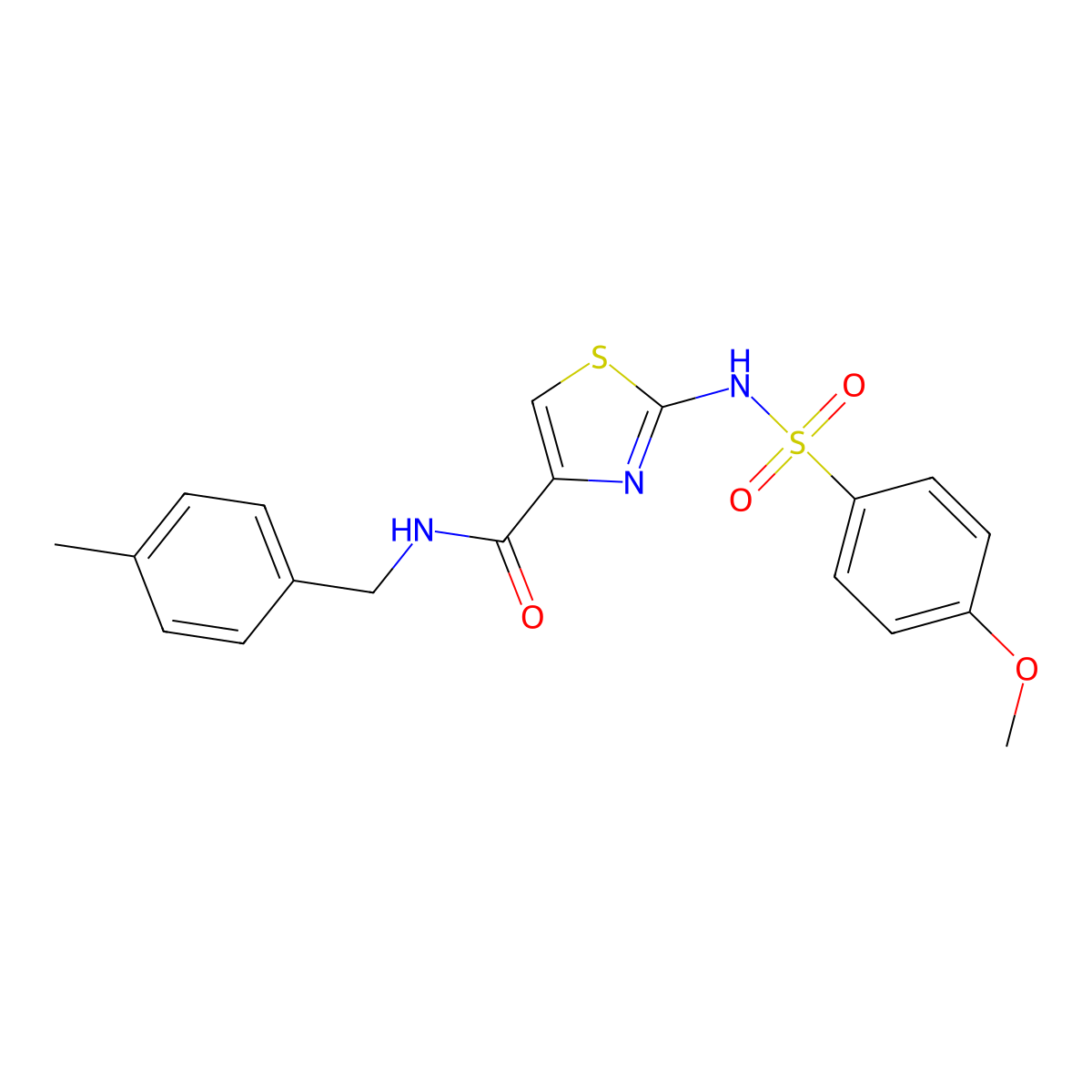 2-(4-methoxyphenylsulfonamido)-N-(4-methylbenzyl)thiazole-4-carboxamide molecular structure, CAS 1021030-39-6