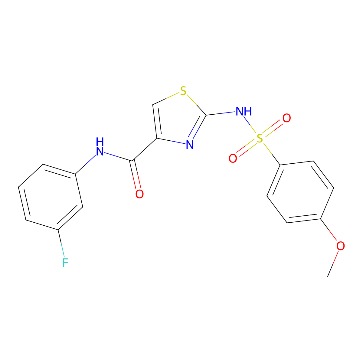 N-(3-fluorophenyl)-2-(4-methoxyphenylsulfonamido)thiazole-4-carboxamide molecular structure, CAS 1021030-45-4