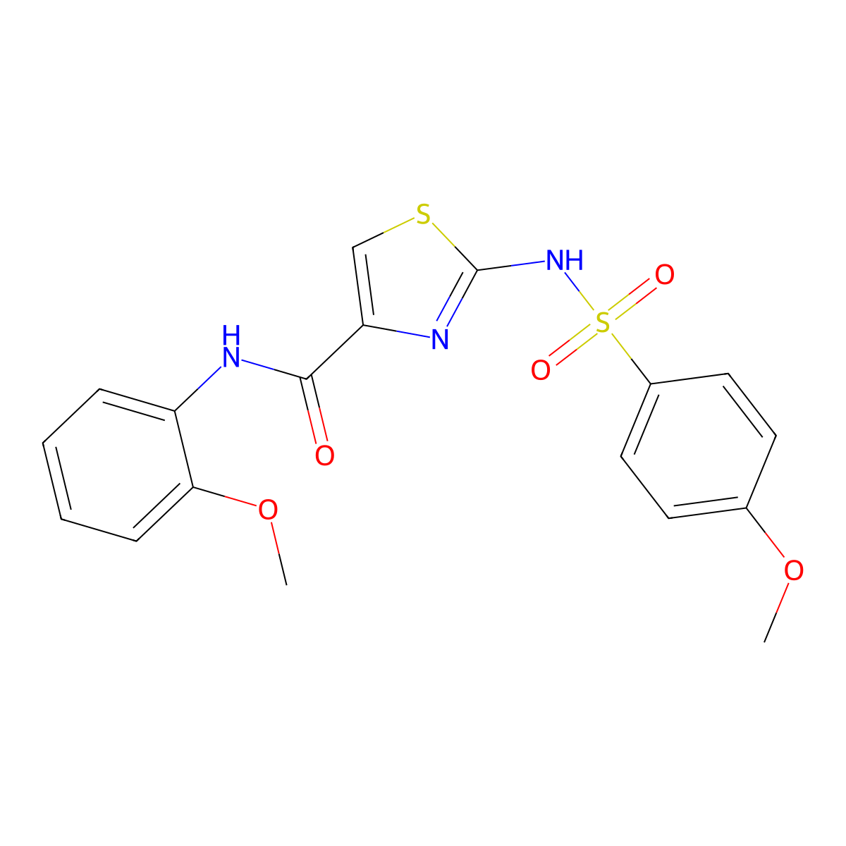N-(2-methoxyphenyl)-2-(4-methoxyphenylsulfonamido)thiazole-4-carboxamide molecular structure, CAS 1021030-48-7
