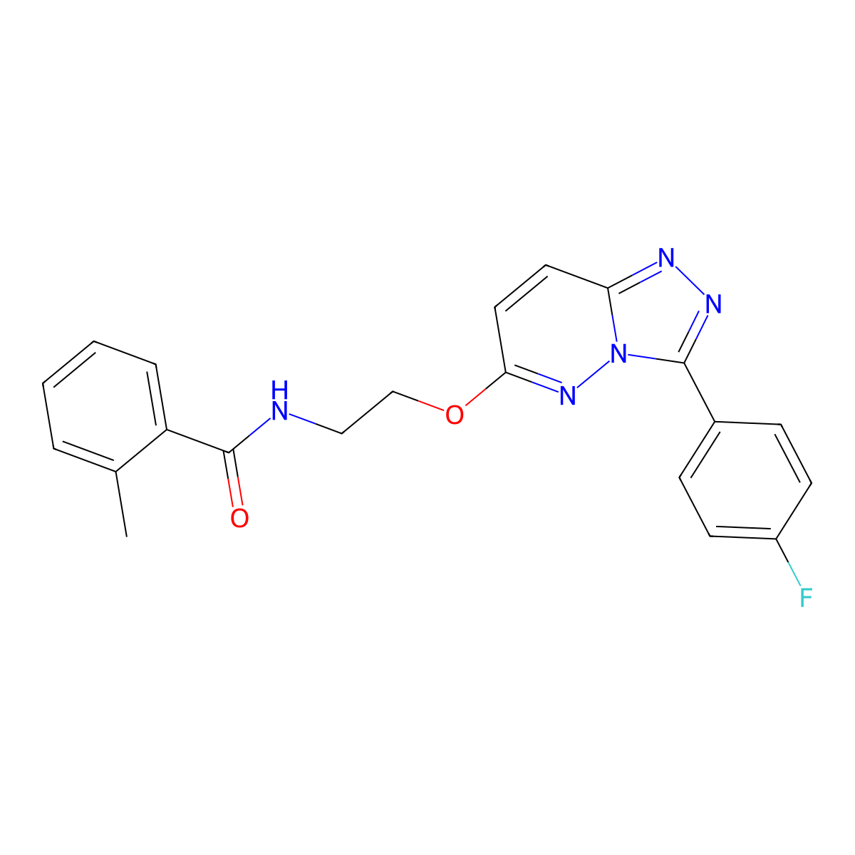 N-(2-((3-(4-fluorophenyl)-[1,2,4]triazolo[4,3-b]pyridazin-6-yl)oxy)ethyl)-2-methylbenzamide molecular structure, CAS 1021030-60-3