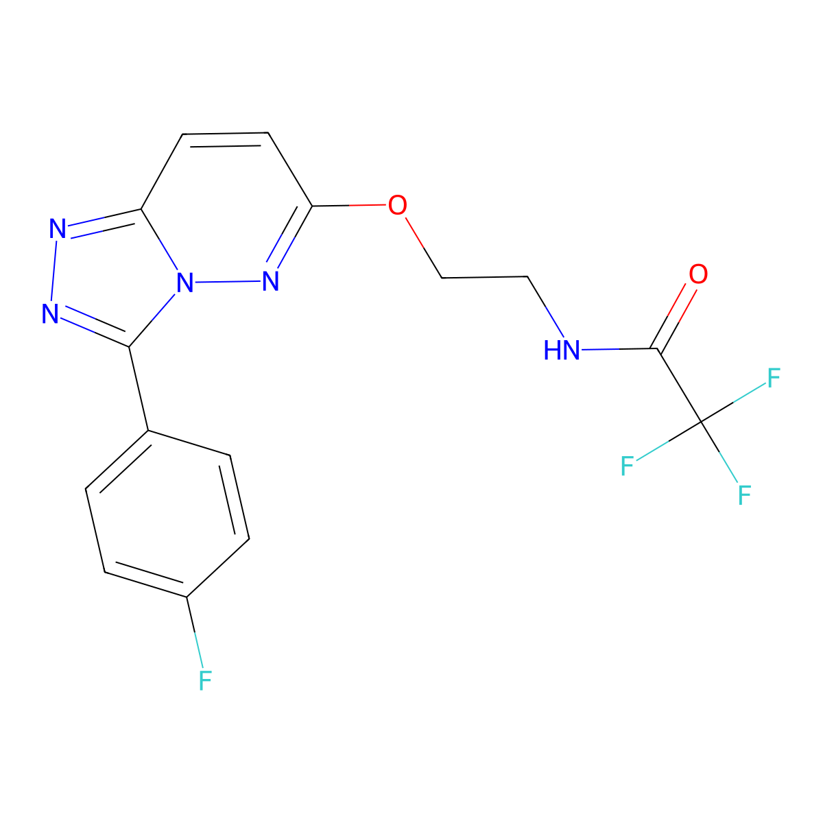 2,2,2-trifluoro-N-(2-((3-(4-fluorophenyl)-[1,2,4]triazolo[4,3-b]pyridazin-6-yl)oxy)ethyl)acetamide molecular structure, CAS 1021030-64-7