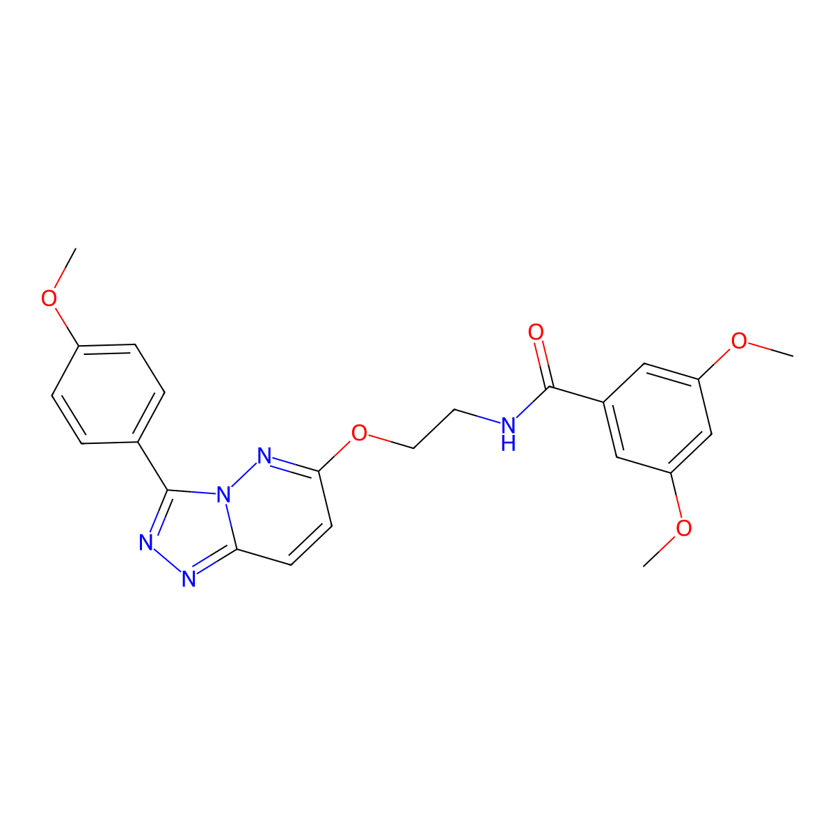 3,5-dimethoxy-N-(2-((3-(4-methoxyphenyl)-[1,2,4]triazolo[4,3-b]pyridazin-6-yl)oxy)ethyl)benzamide molecular structure, CAS 1021030-90-9