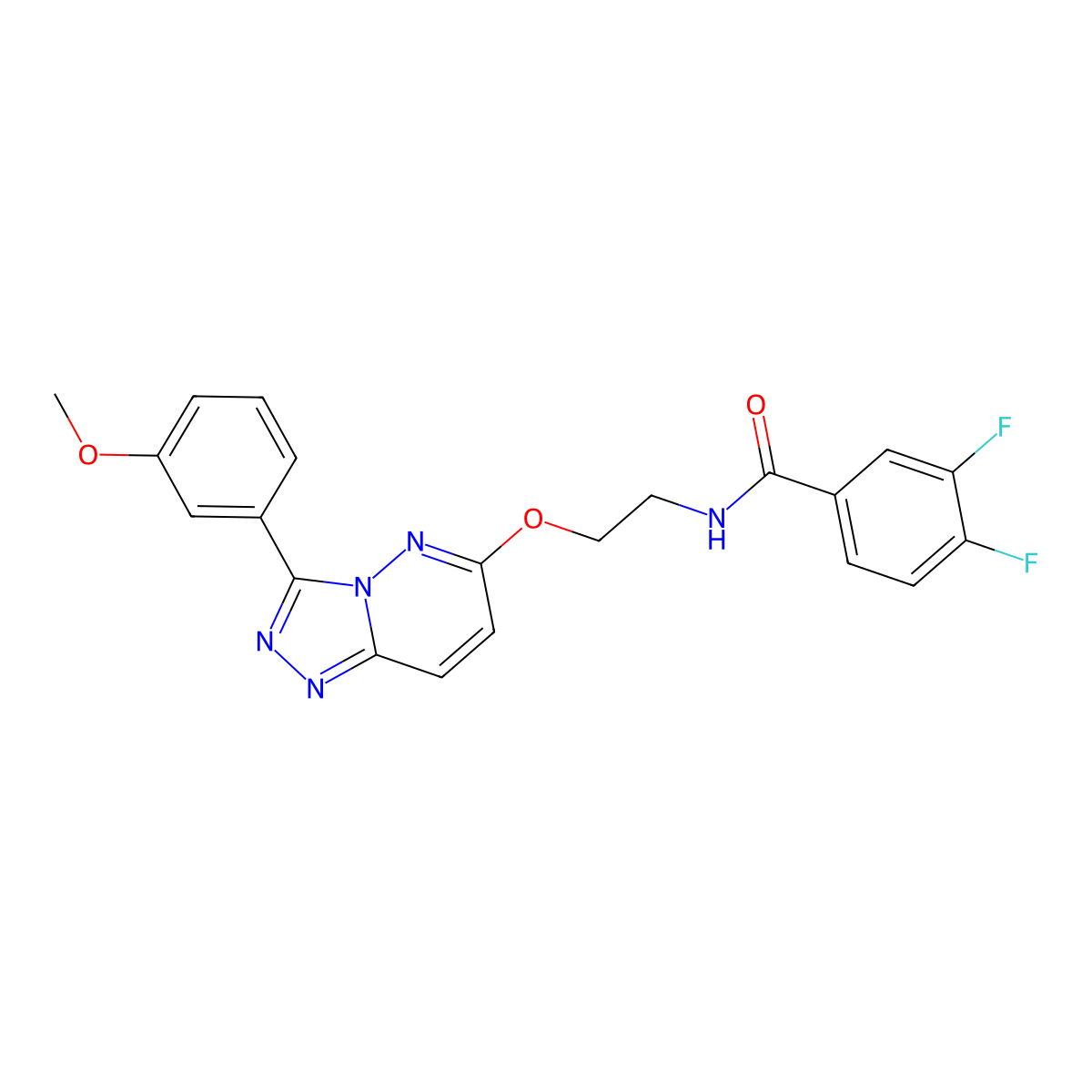 3,4-difluoro-N-(2-((3-(3-methoxyphenyl)-[1,2,4]triazolo[4,3-b]pyridazin-6-yl)oxy)ethyl)benzamide molecular structure, CAS 1021030-97-6