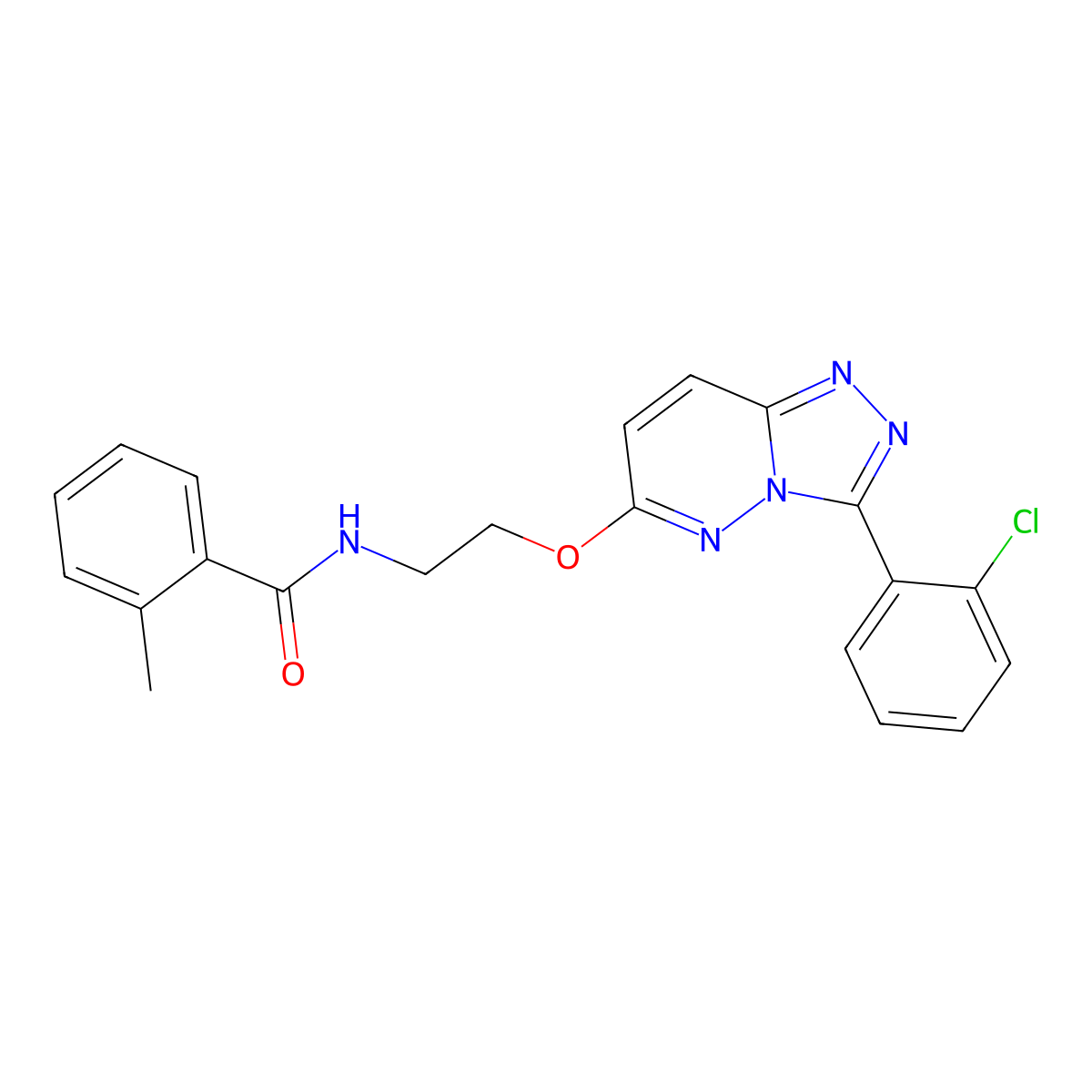 N-(2-((3-(2-chlorophenyl)-[1,2,4]triazolo[4,3-b]pyridazin-6-yl)oxy)ethyl)-2-methylbenzamide molecular structure, CAS 1021031-09-3