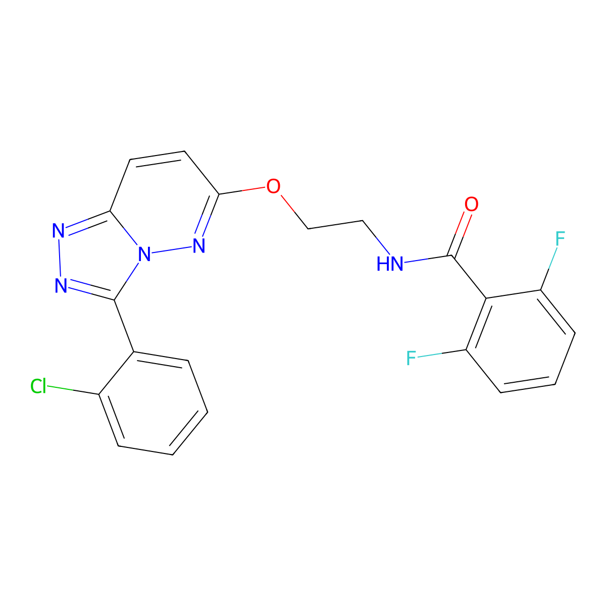 N-(2-((3-(2-chlorophenyl)-[1,2,4]triazolo[4,3-b]pyridazin-6-yl)oxy)ethyl)-2,6-difluorobenzamide molecular structure, CAS 1021031-12-8