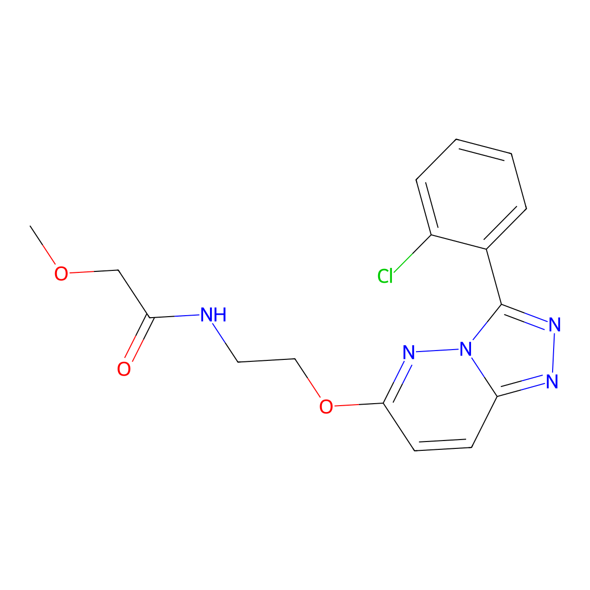 N-(2-((3-(2-chlorophenyl)-[1,2,4]triazolo[4,3-b]pyridazin-6-yl)oxy)ethyl)-2-methoxyacetamide molecular structure, CAS 1021031-15-1