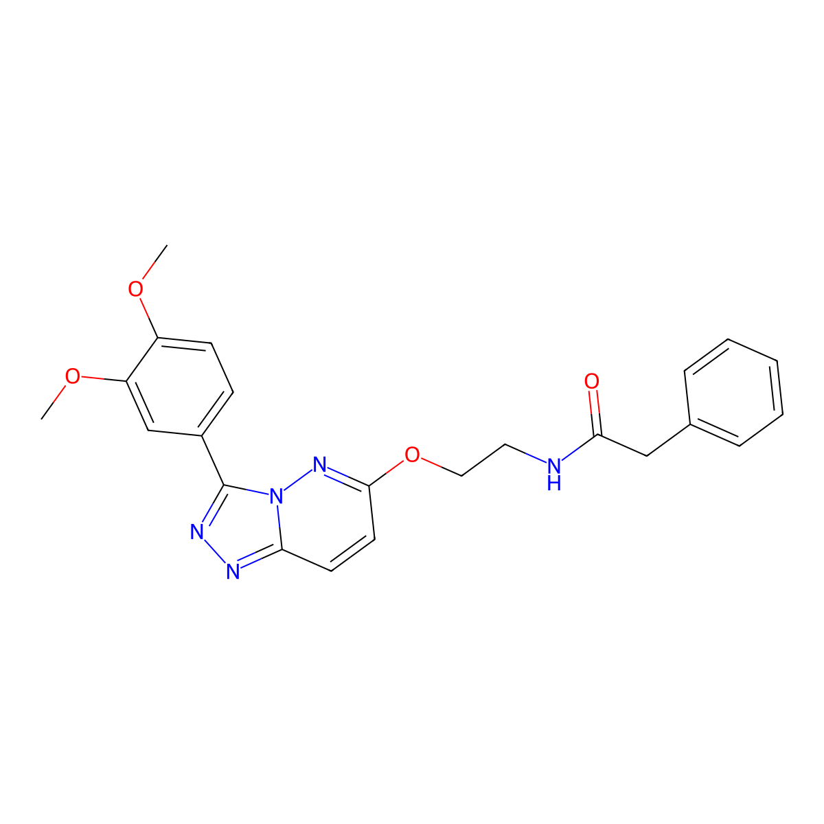 N-(2-((3-(3,4-dimethoxyphenyl)-[1,2,4]triazolo[4,3-b]pyridazin-6-yl)oxy)ethyl)-2-phenylacetamide molecular structure, CAS 1021031-21-9