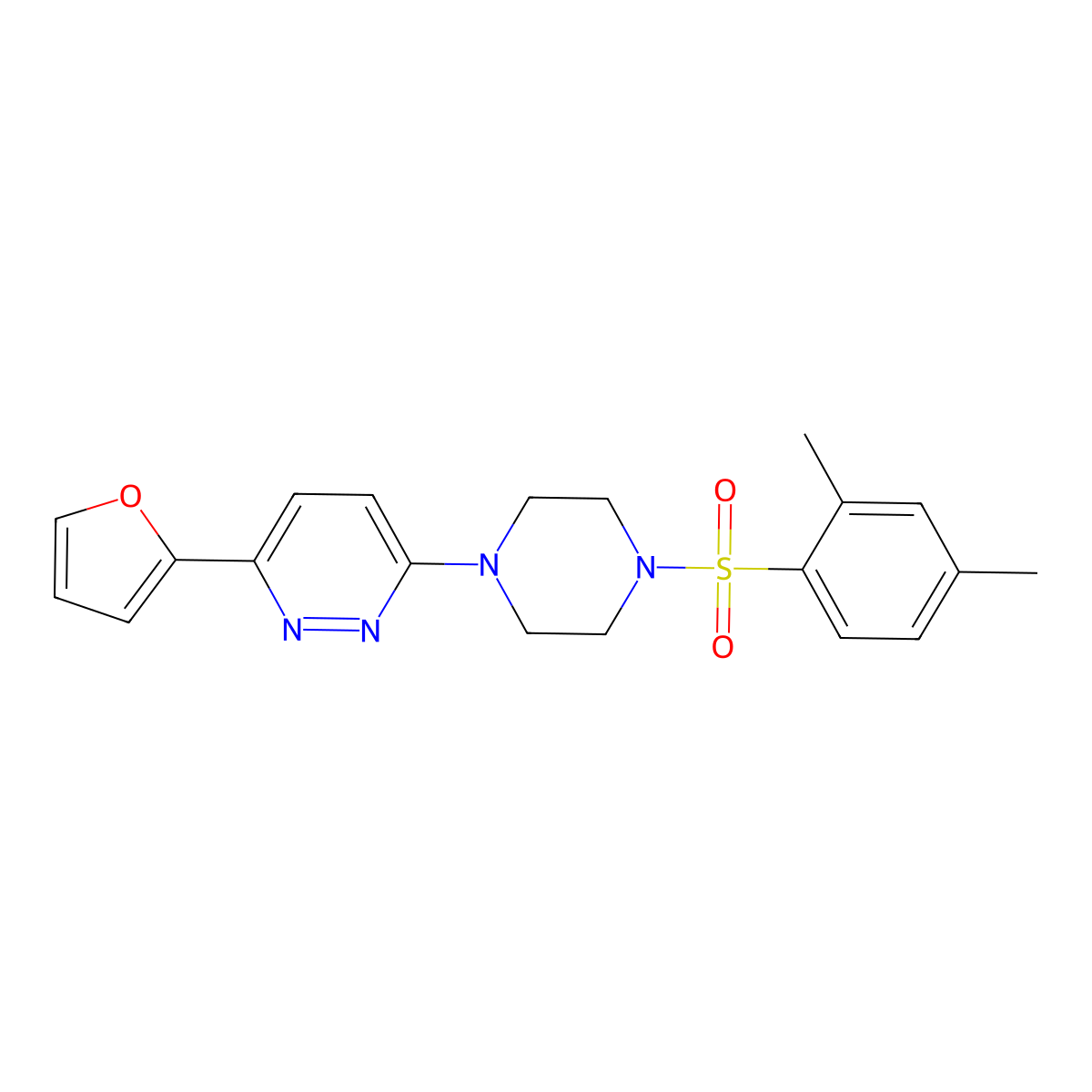 3-(4-((2,4-Dimethylphenyl)sulfonyl)piperazin-1-yl)-6-(furan-2-yl)pyridazine molecular structure, CAS 1021031-42-4