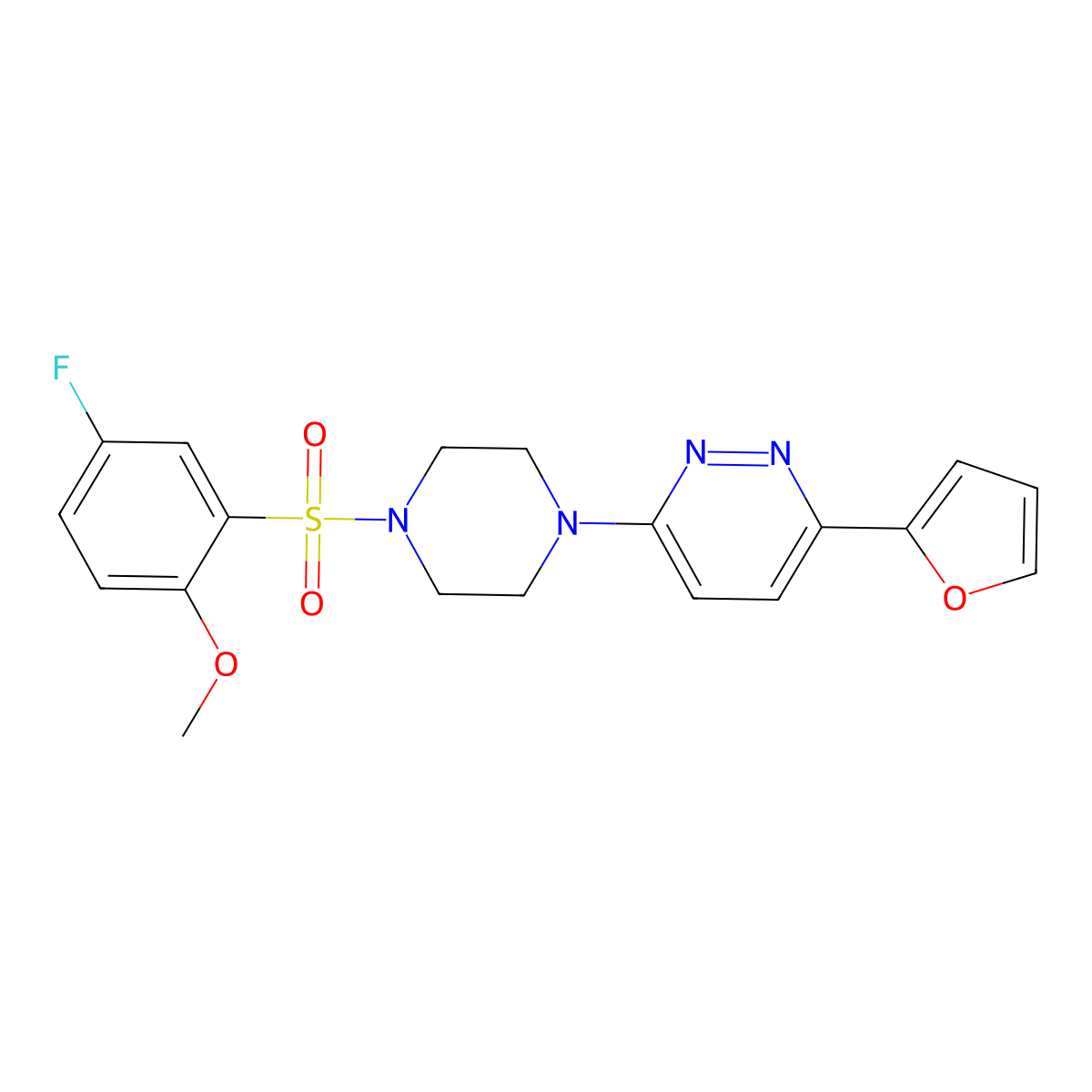 3-(4-((5-Fluoro-2-methoxyphenyl)sulfonyl)piperazin-1-yl)-6-(furan-2-yl)pyridazine molecular structure, CAS 1021031-45-7