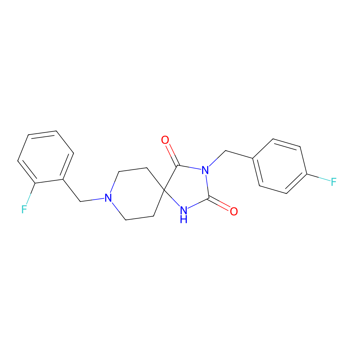 8-(2-Fluorobenzyl)-3-(4-fluorobenzyl)-1,3,8-triazaspiro[4.5]decane-2,4-dione molecular structure, CAS 1021031-61-7