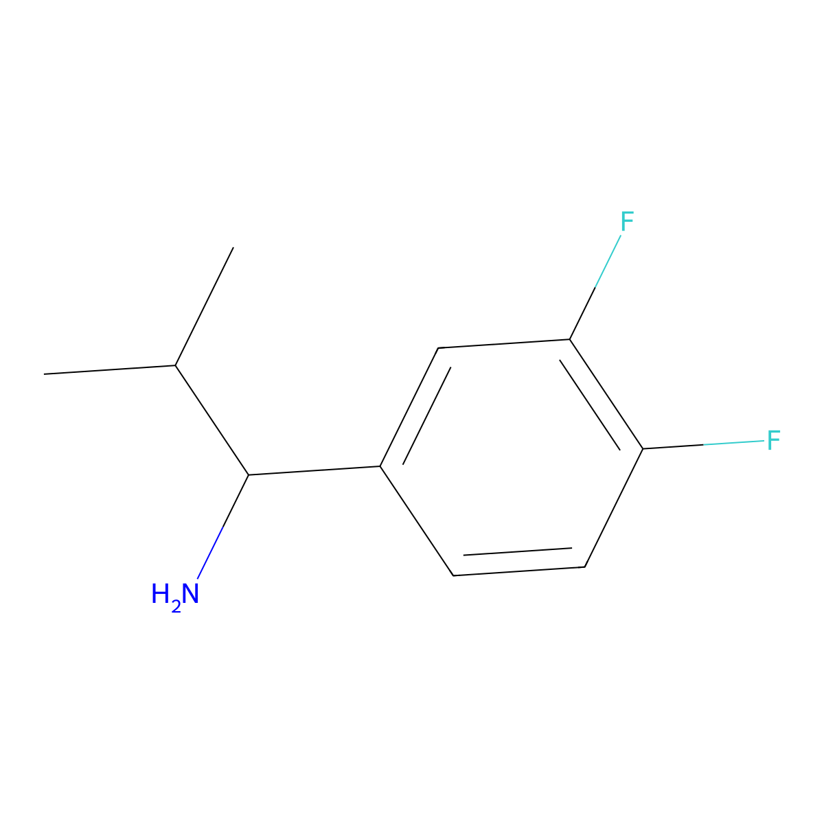 1-(3,4-Difluorophenyl)-2-methylpropan-1-amine molecular structure, CAS 1021031-68-4