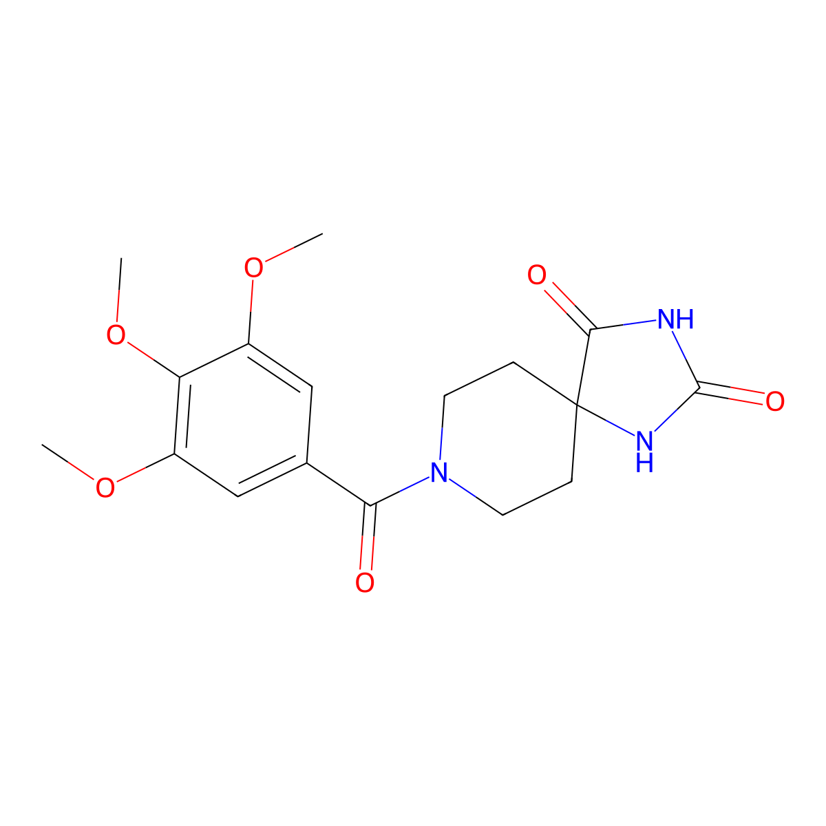 8-(3,4,5-Trimethoxybenzoyl)-1,3,8-triazaspiro[4.5]decane-2,4-dione molecular structure, CAS 1021031-72-0