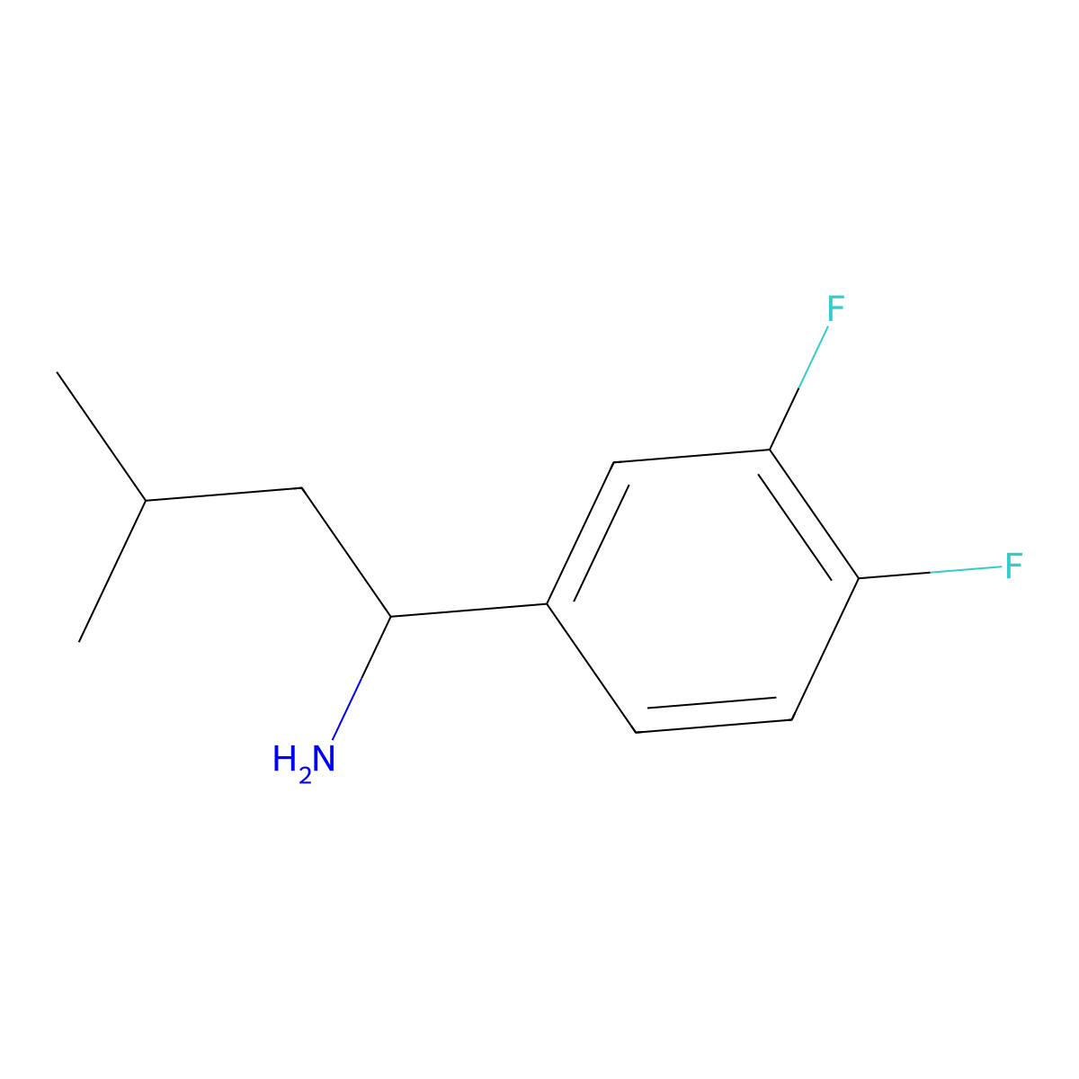 1-(3,4-Difluorophenyl)-3-methylbutan-1-amine molecular structure, CAS 1021031-80-0