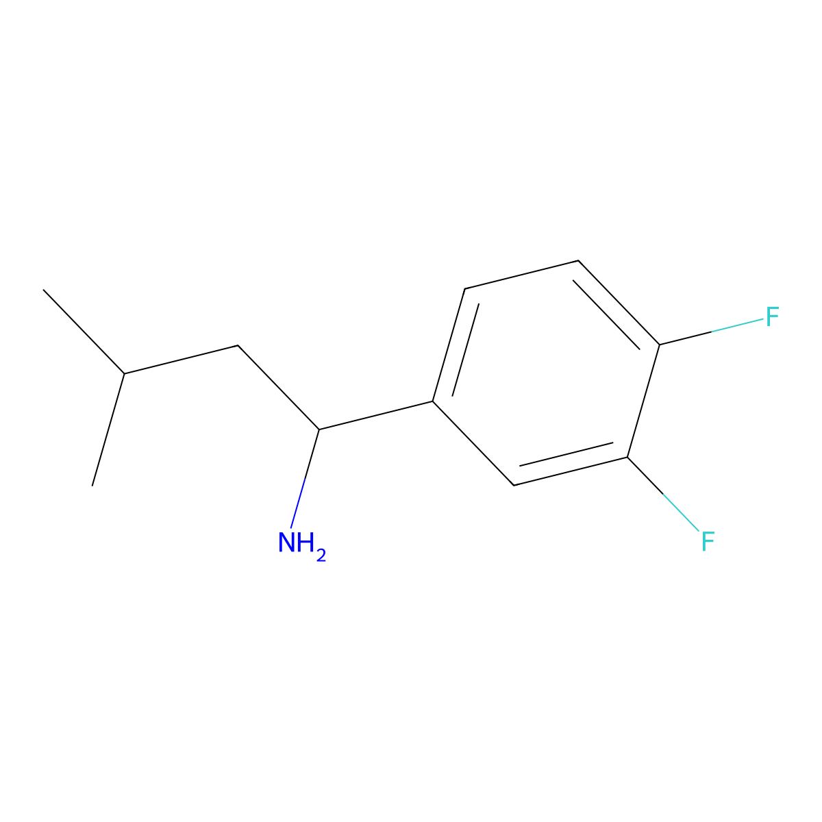 1-(3,4-Difluorophenyl)-3-methylbutan-1-amine molecular structure, CAS 1021031-80-0
