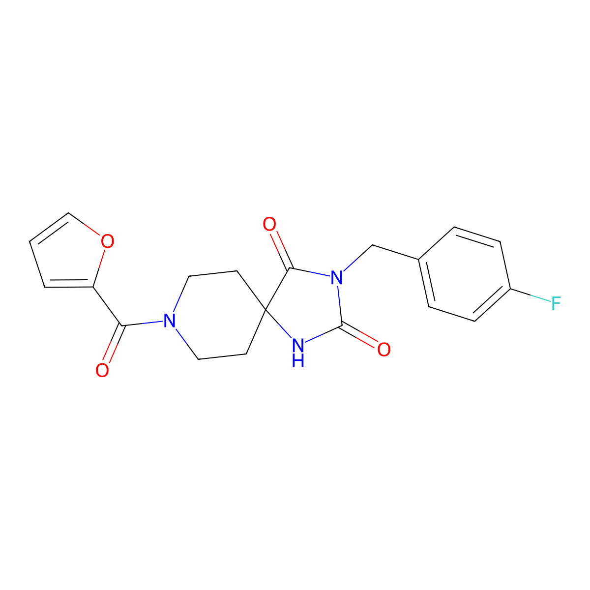 3-(4-Fluorobenzyl)-8-(furan-2-carbonyl)-1,3,8-triazaspiro[4.5]decane-2,4-dione molecular structure, CAS 1021031-93-5